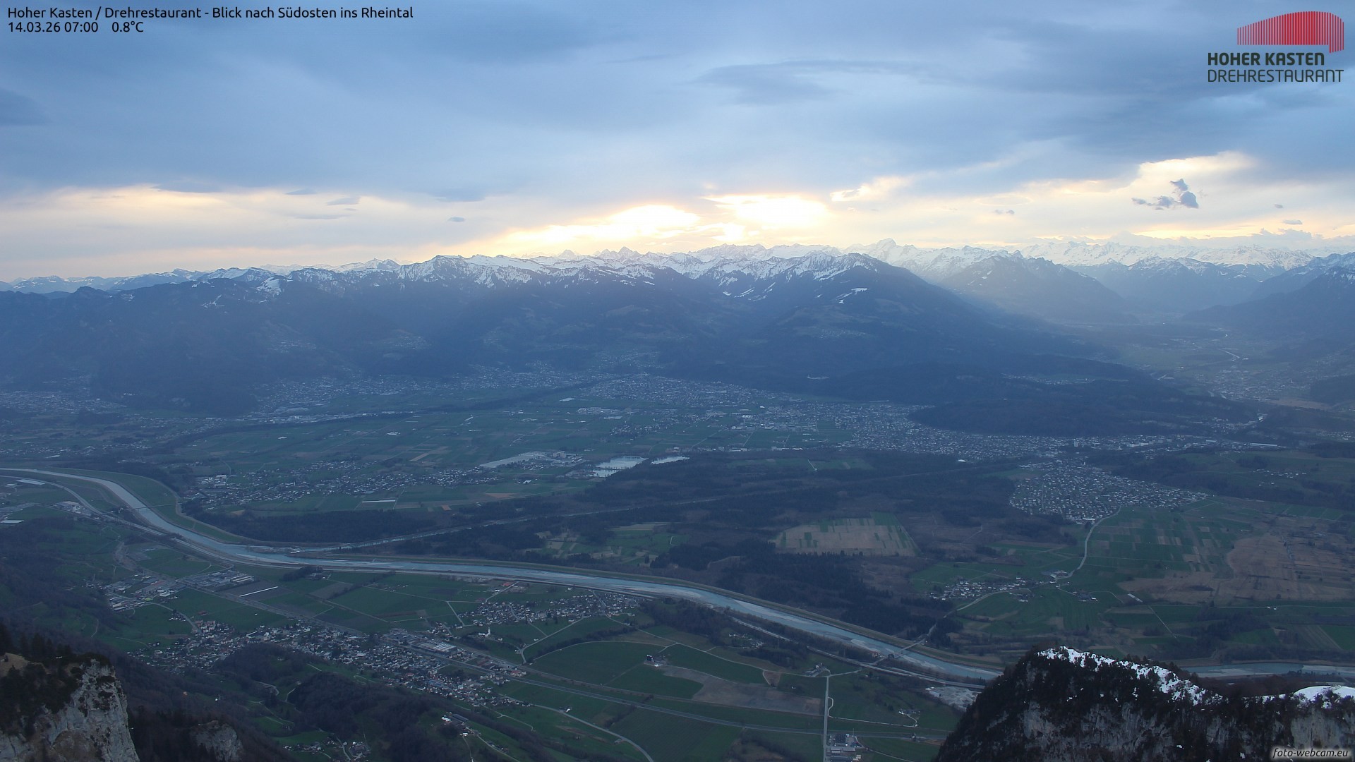 Archiv Foto Webcam Hoher Kasten - Blick ins Rheintal