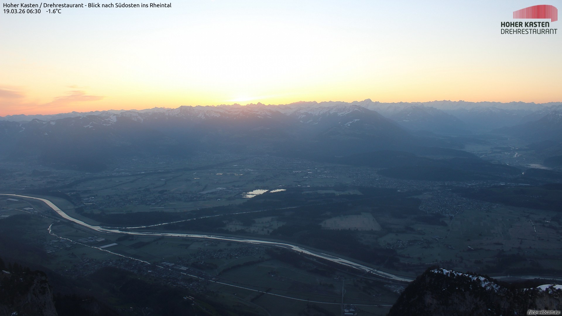 Archiv Foto Webcam Hoher Kasten - Blick ins Rheintal