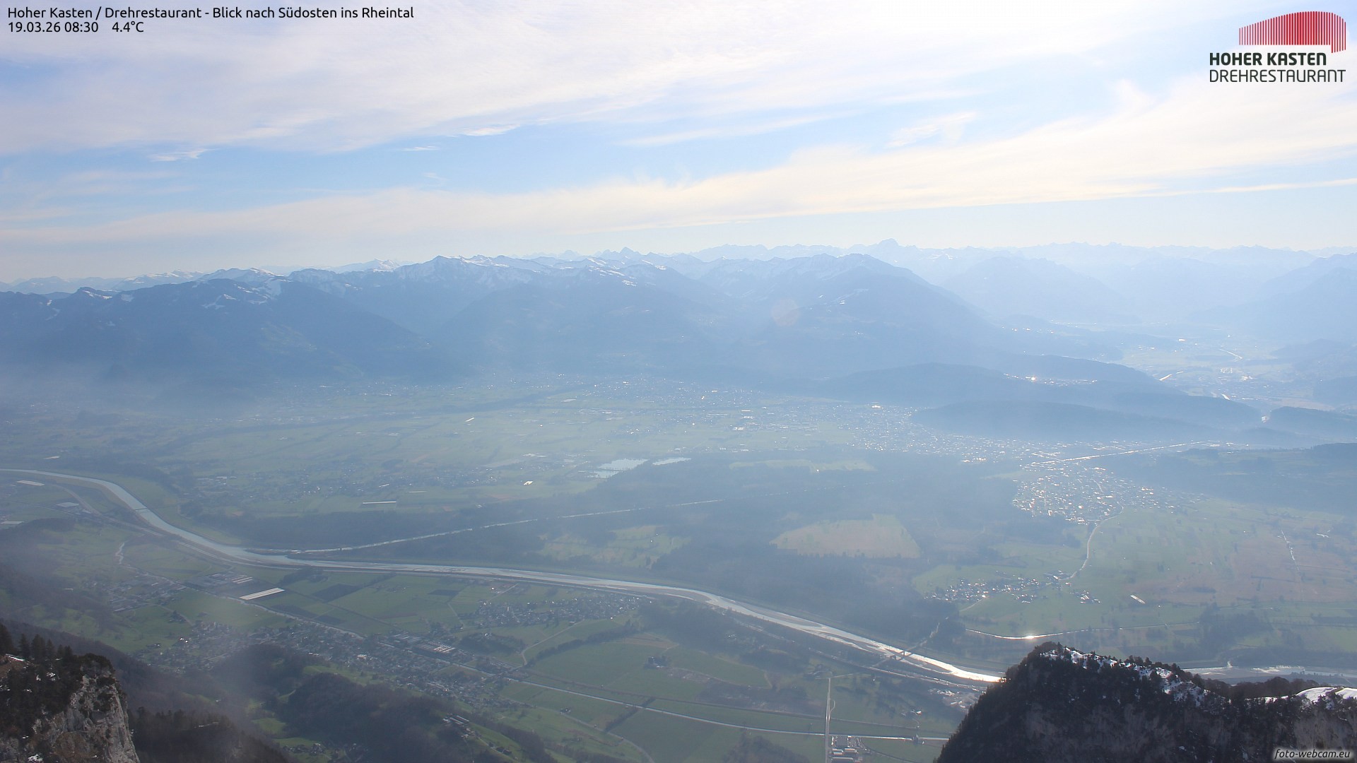 Archiv Foto Webcam Hoher Kasten - Blick ins Rheintal