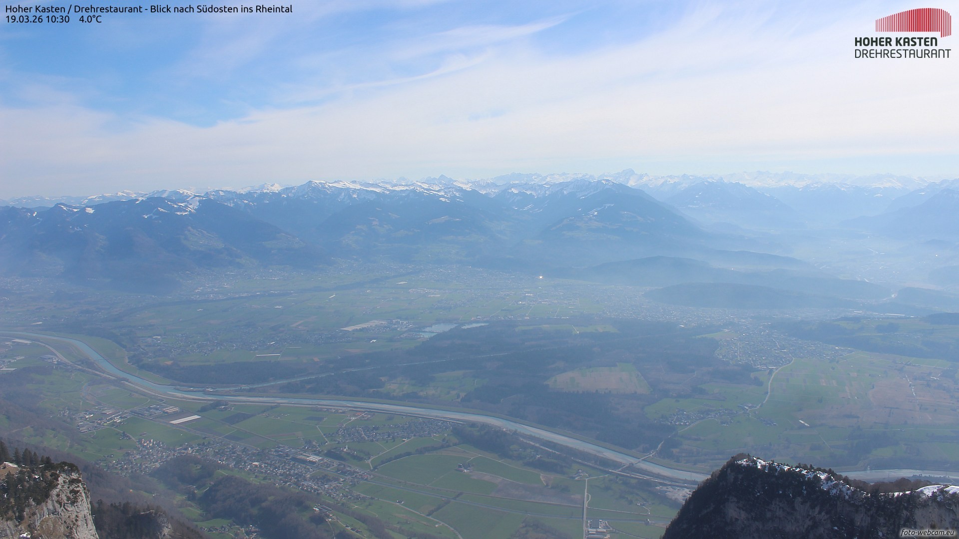 Archiv Foto Webcam Hoher Kasten - Blick ins Rheintal