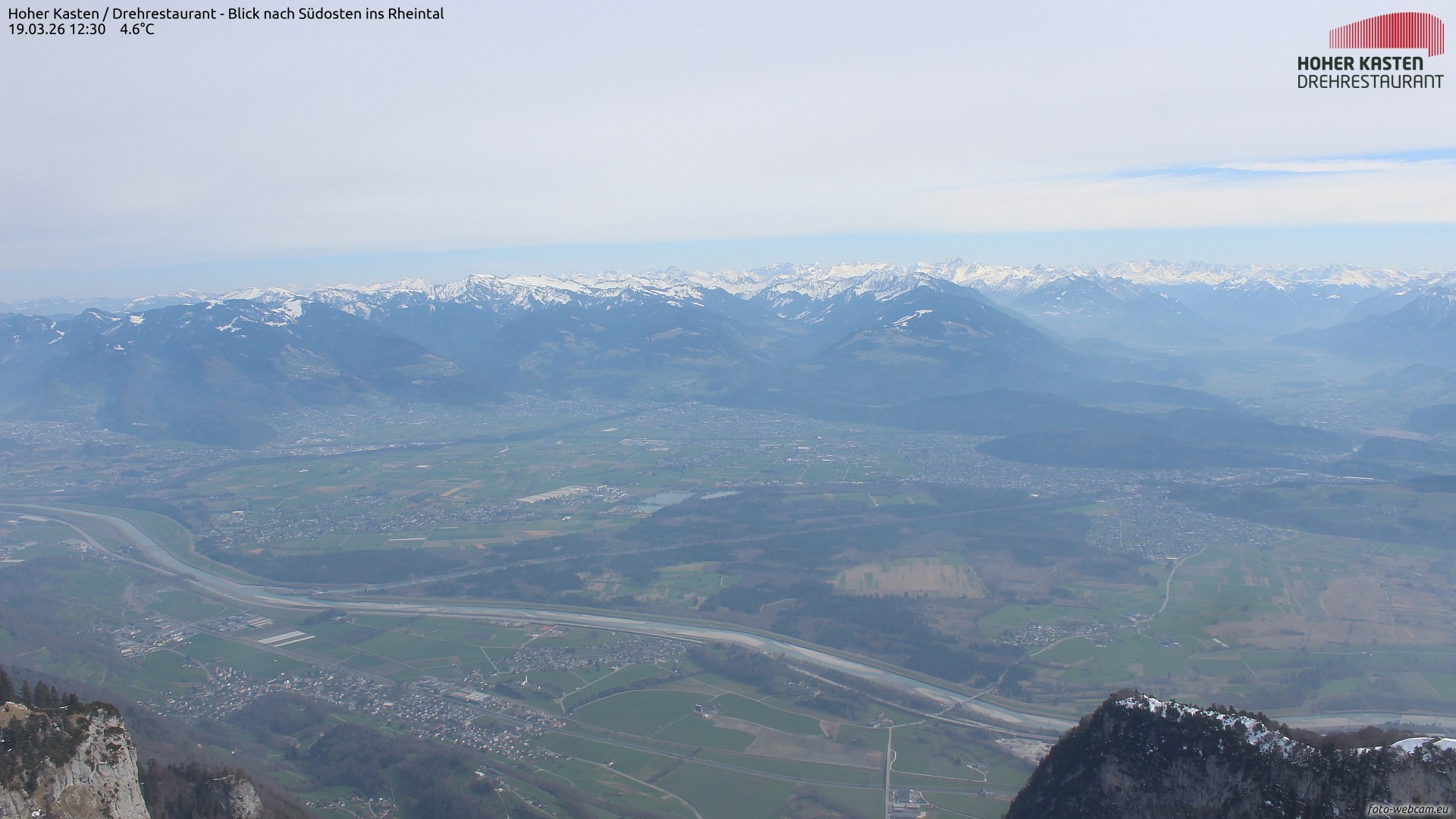 Archiv Foto Webcam Hoher Kasten - Blick ins Rheintal