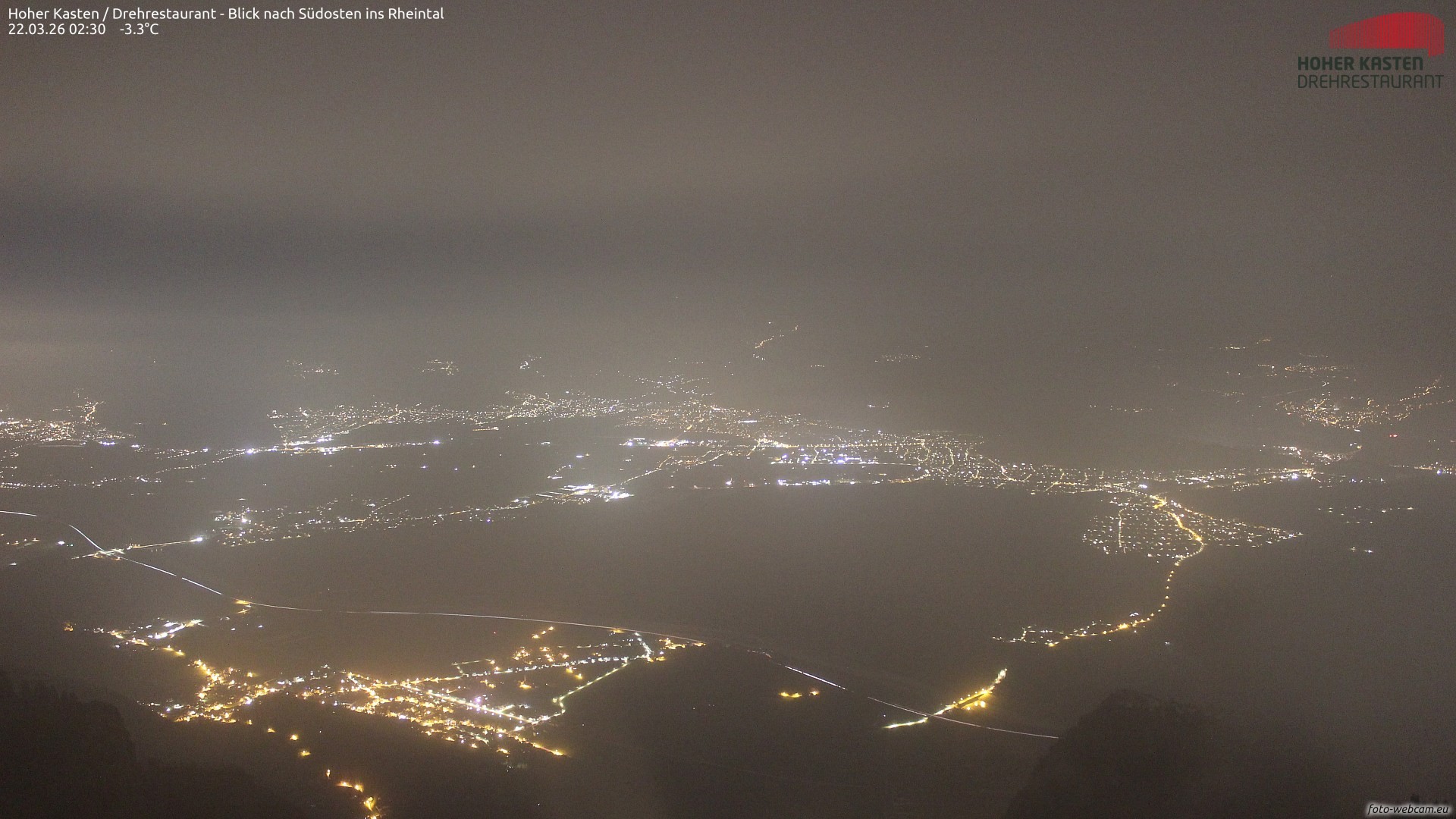 Archiv Foto Webcam Hoher Kasten - Blick ins Rheintal