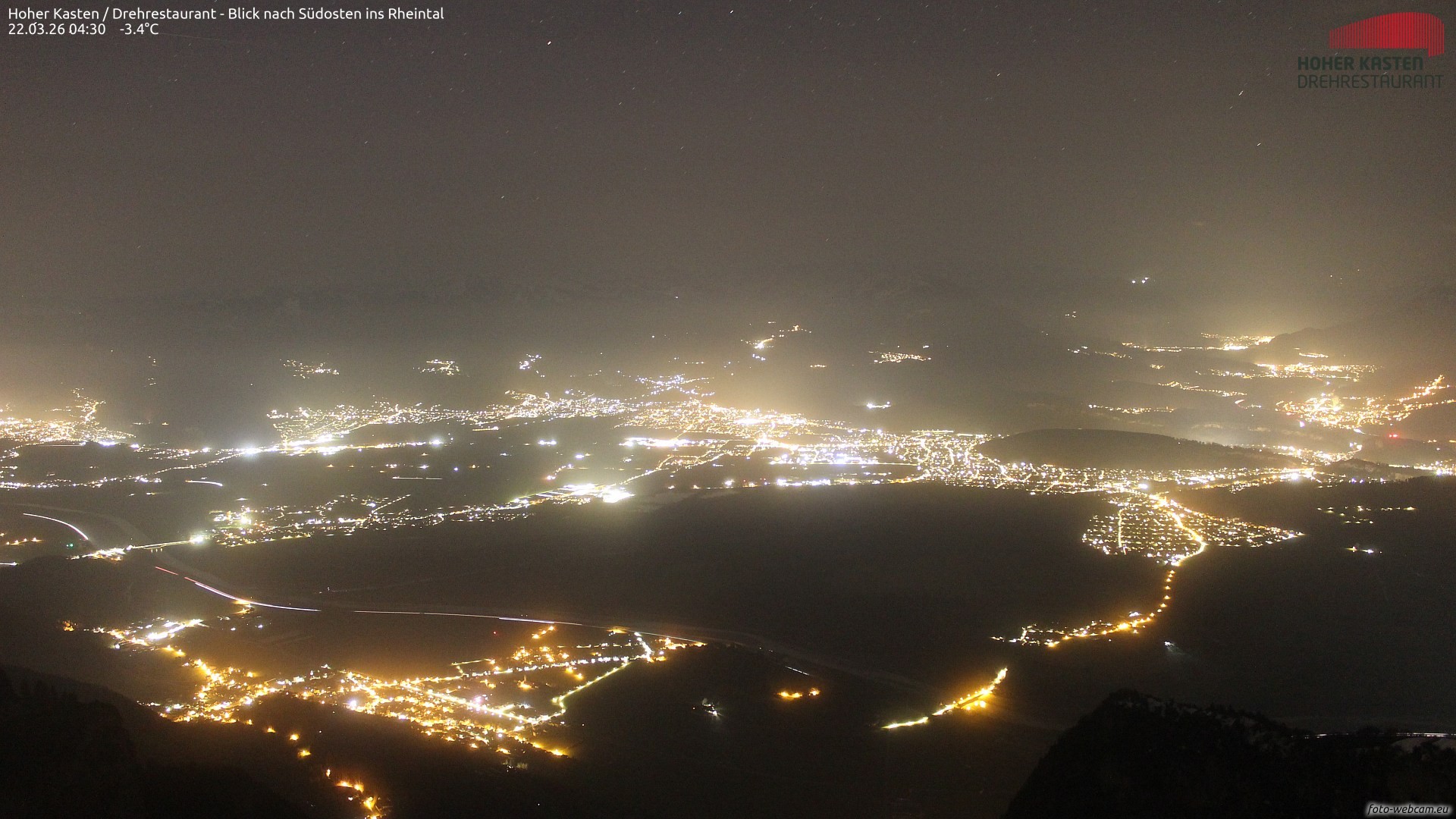 Archiv Foto Webcam Hoher Kasten - Blick ins Rheintal