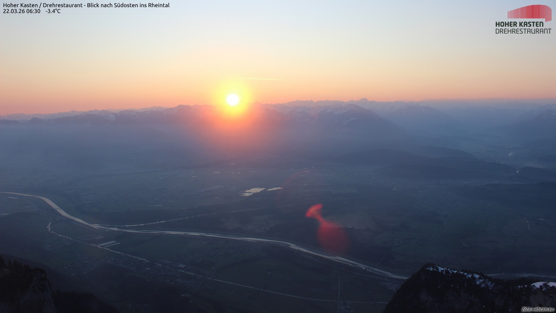 Archiv Foto Webcam Hoher Kasten - Blick ins Rheintal