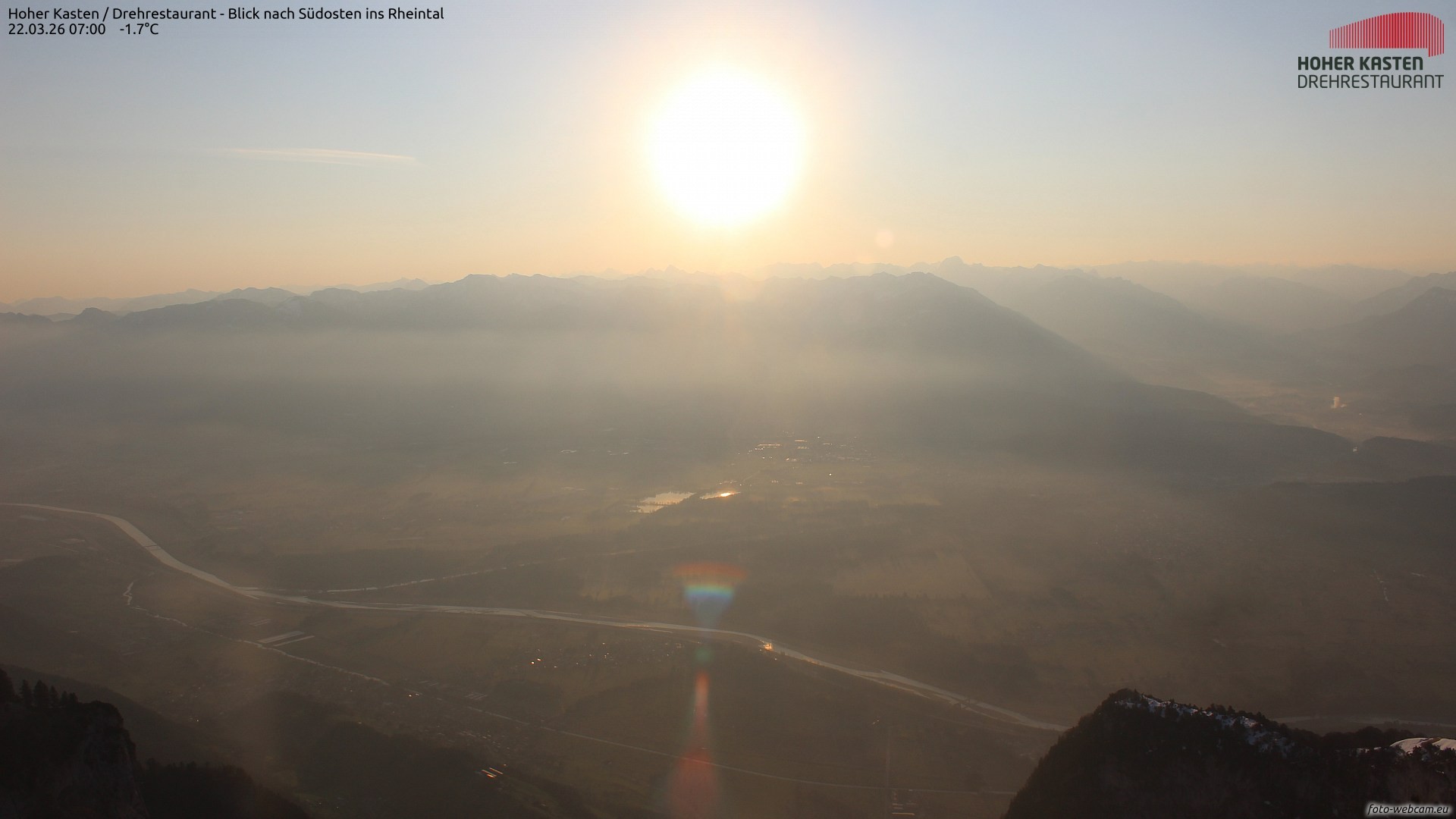 Archiv Foto Webcam Hoher Kasten - Blick ins Rheintal