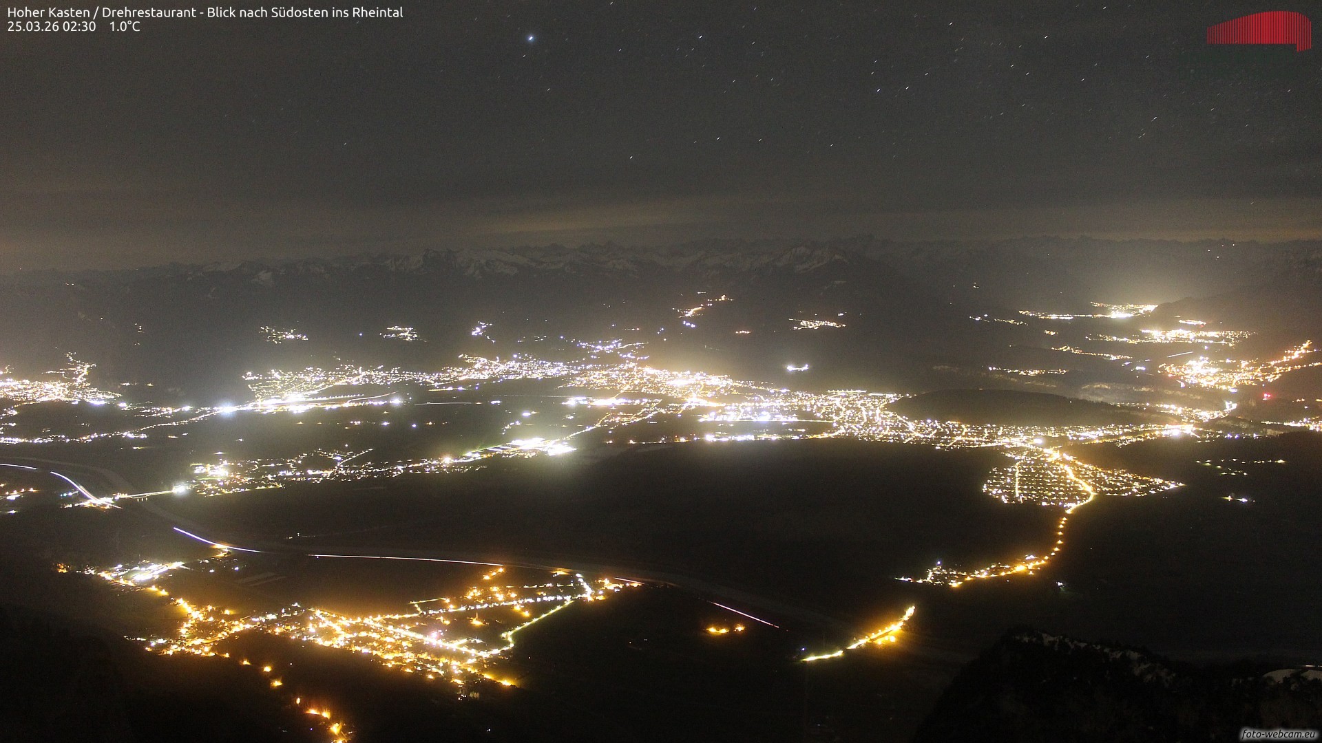 Archived image Webcam Hoher Kasten - View to the Rheintal