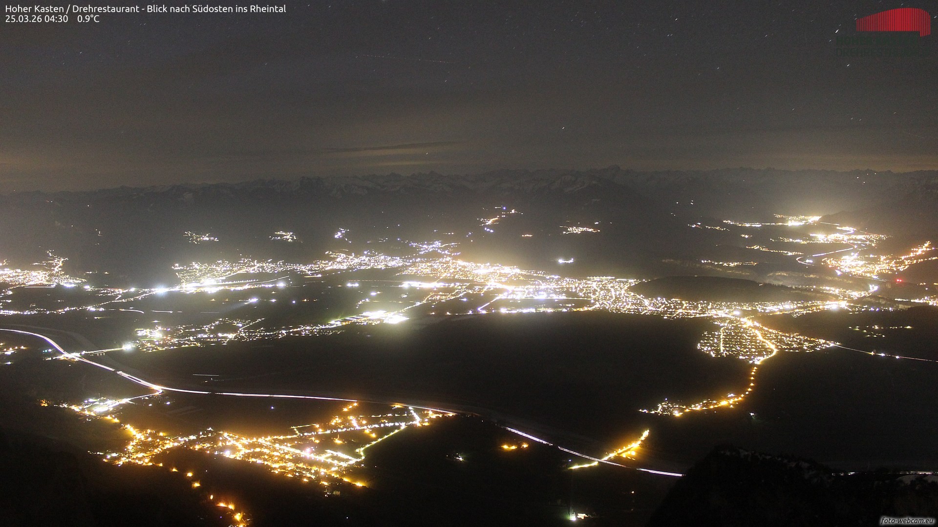 Archived image Webcam Hoher Kasten - View to the Rheintal