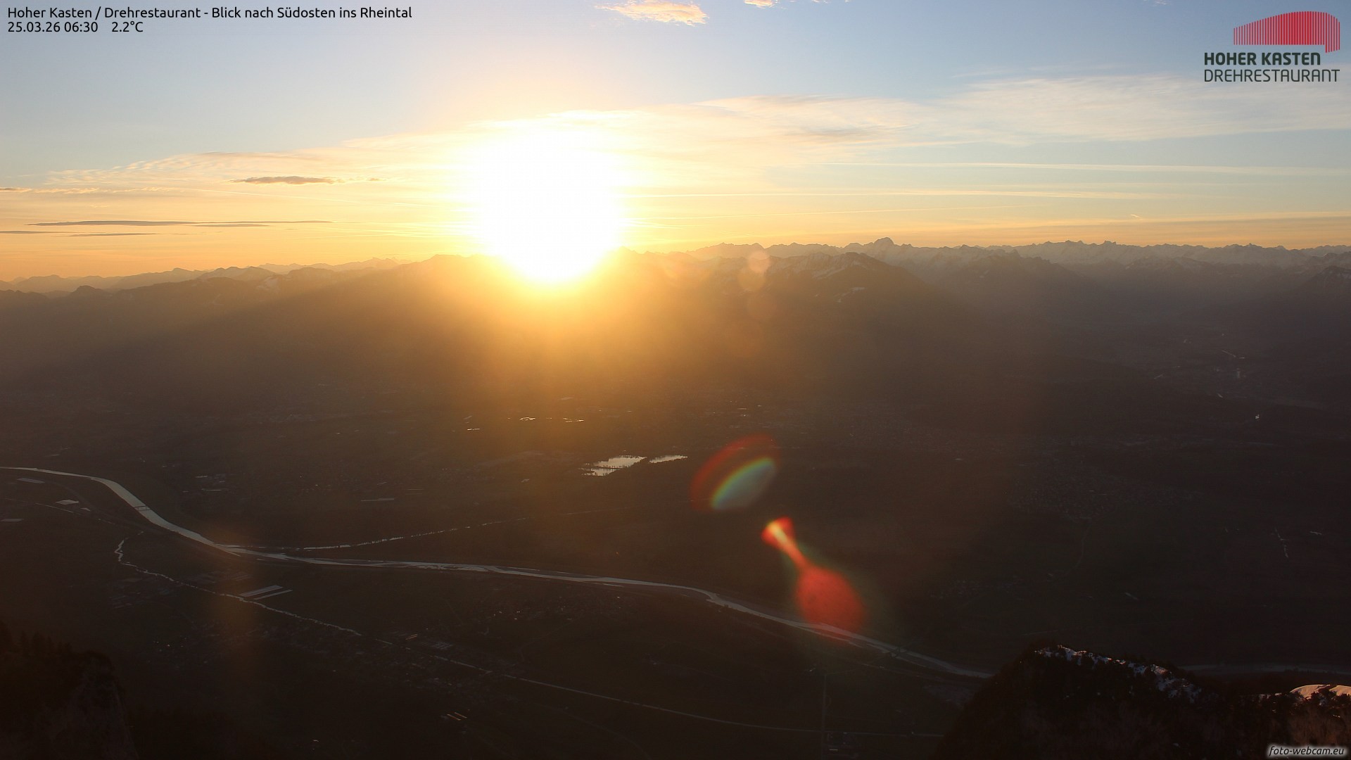 Archived image Webcam Hoher Kasten - View to the Rheintal