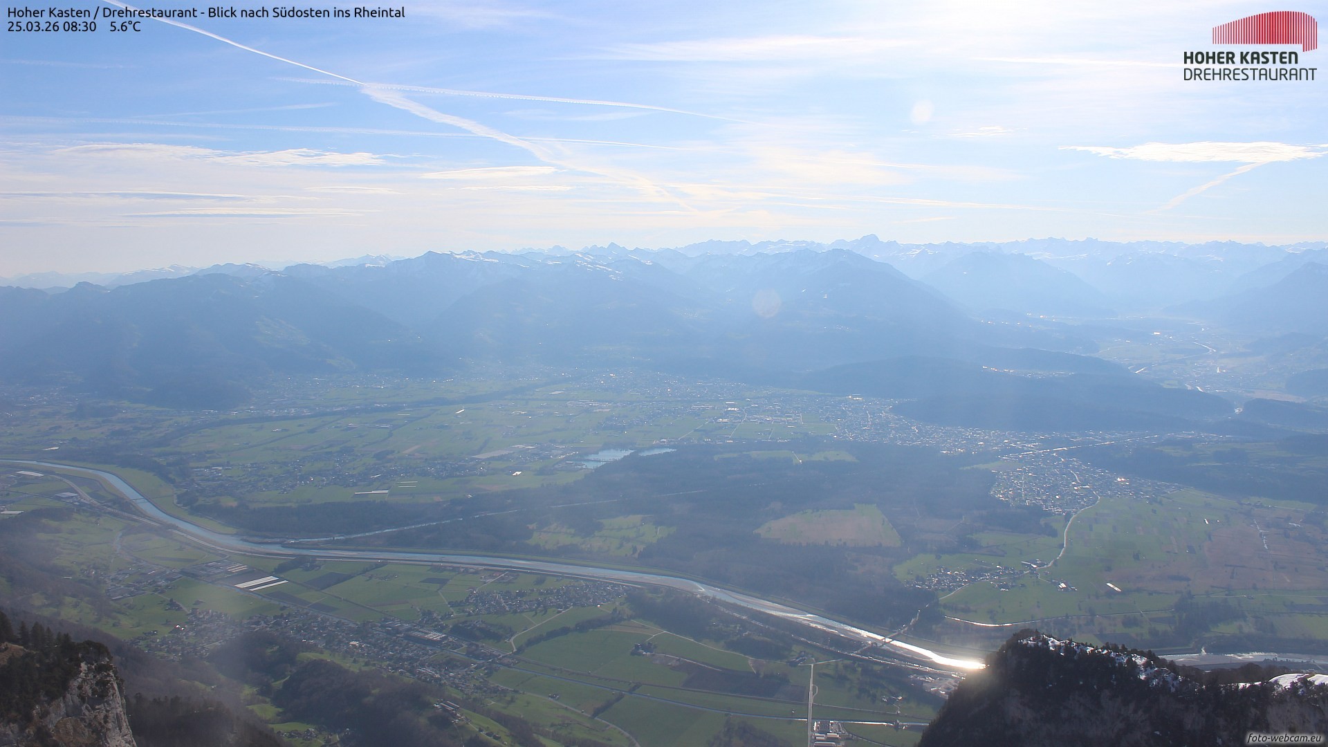 Archived image Webcam Hoher Kasten - View to the Rheintal