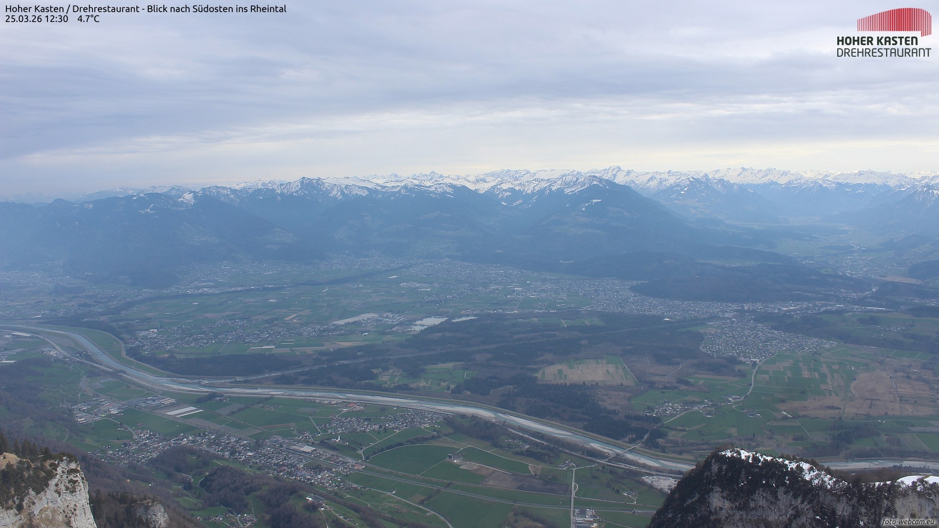 Archived image Webcam Hoher Kasten - View to the Rheintal