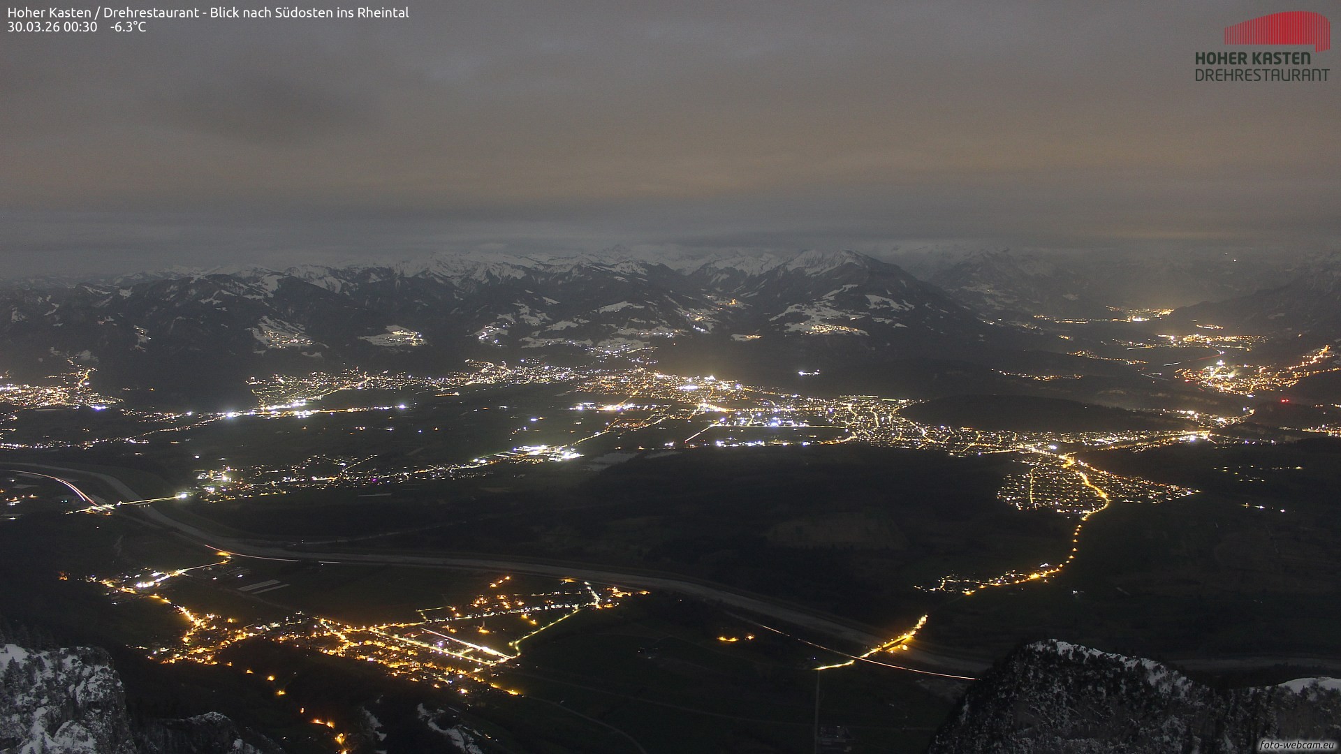 Archived image Webcam Hoher Kasten - View to the Rheintal