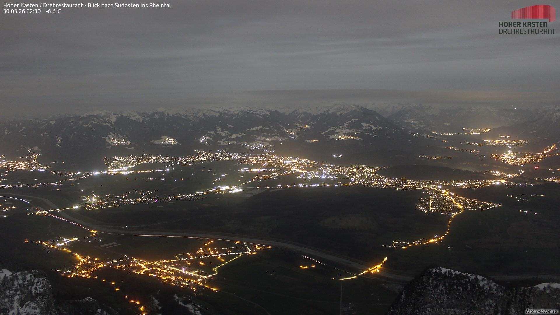Archived image Webcam Hoher Kasten - View to the Rheintal
