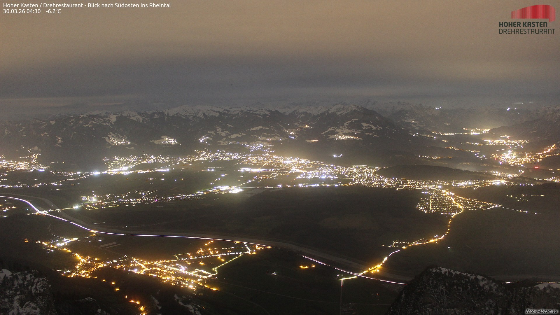 Archived image Webcam Hoher Kasten - View to the Rheintal