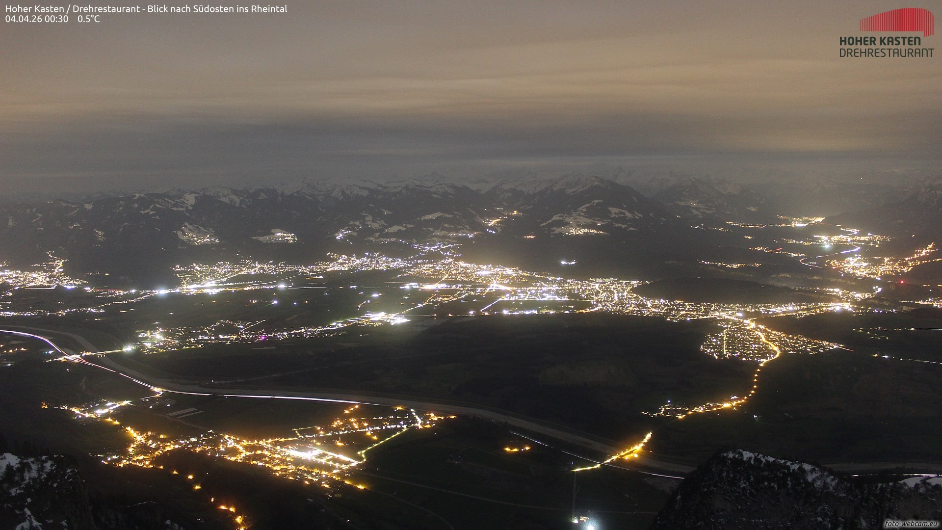 Archiv Foto Webcam Hoher Kasten - Blick ins Rheintal