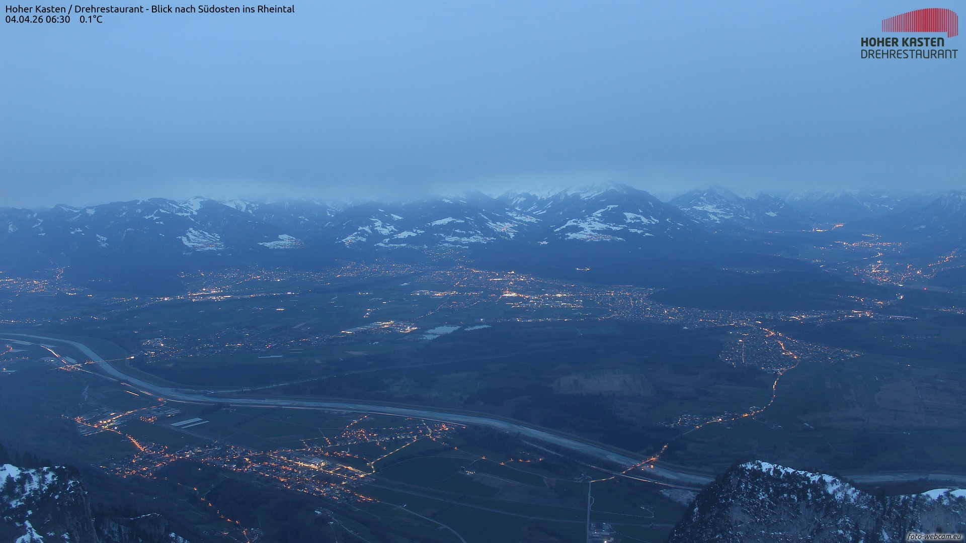 Archiv Foto Webcam Hoher Kasten - Blick ins Rheintal