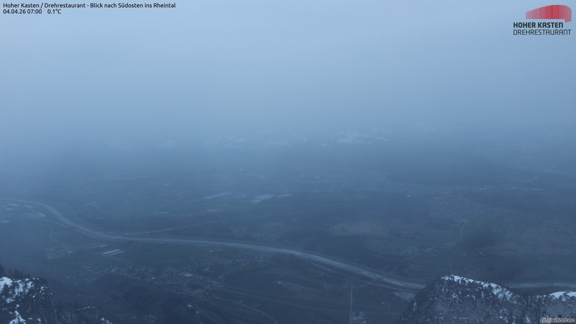 Archived image Webcam Hoher Kasten - View to the Rheintal