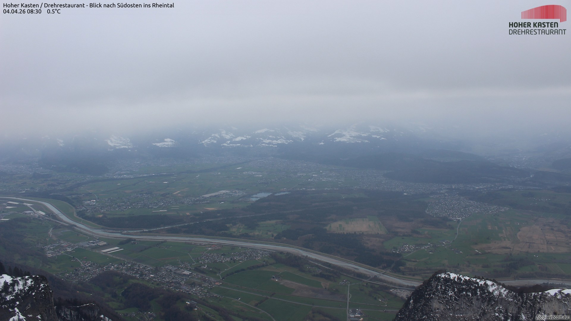 Archived image Webcam Hoher Kasten - View to the Rheintal