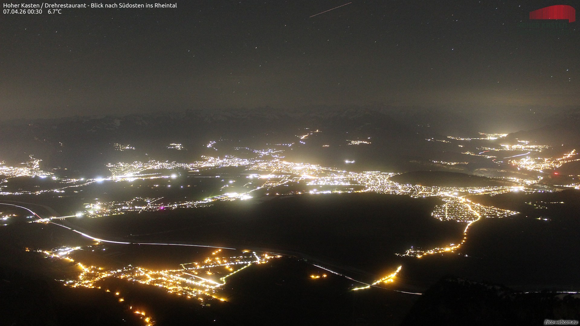 Archiv Foto Webcam Hoher Kasten - Blick ins Rheintal
