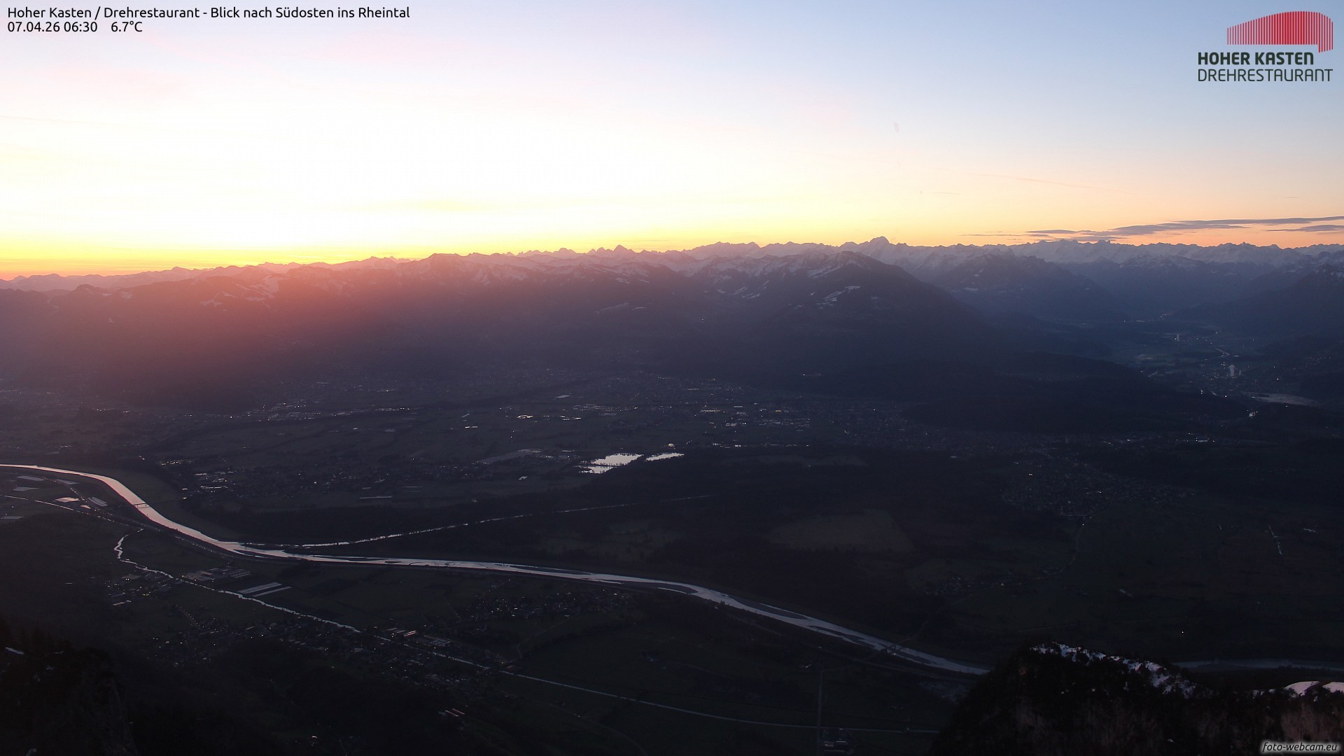 Archiv Foto Webcam Hoher Kasten - Blick ins Rheintal