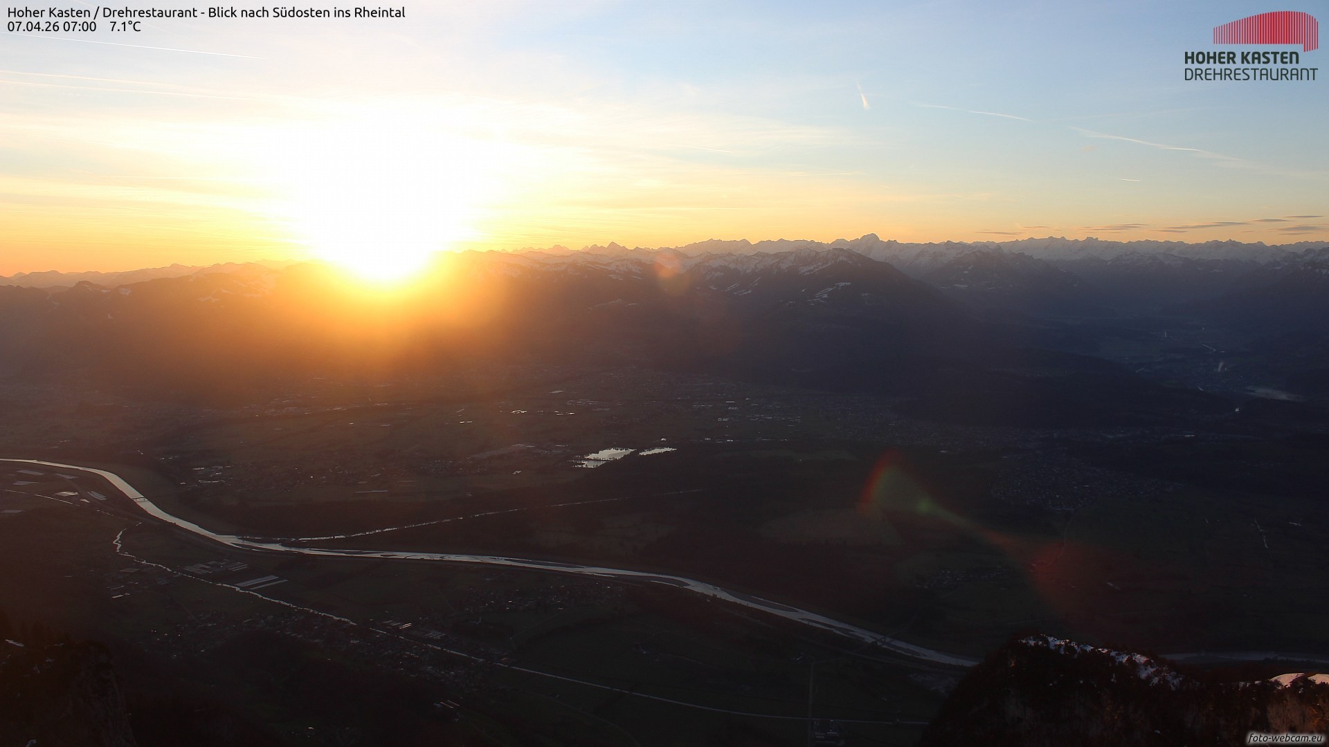 Archiv Foto Webcam Hoher Kasten - Blick ins Rheintal