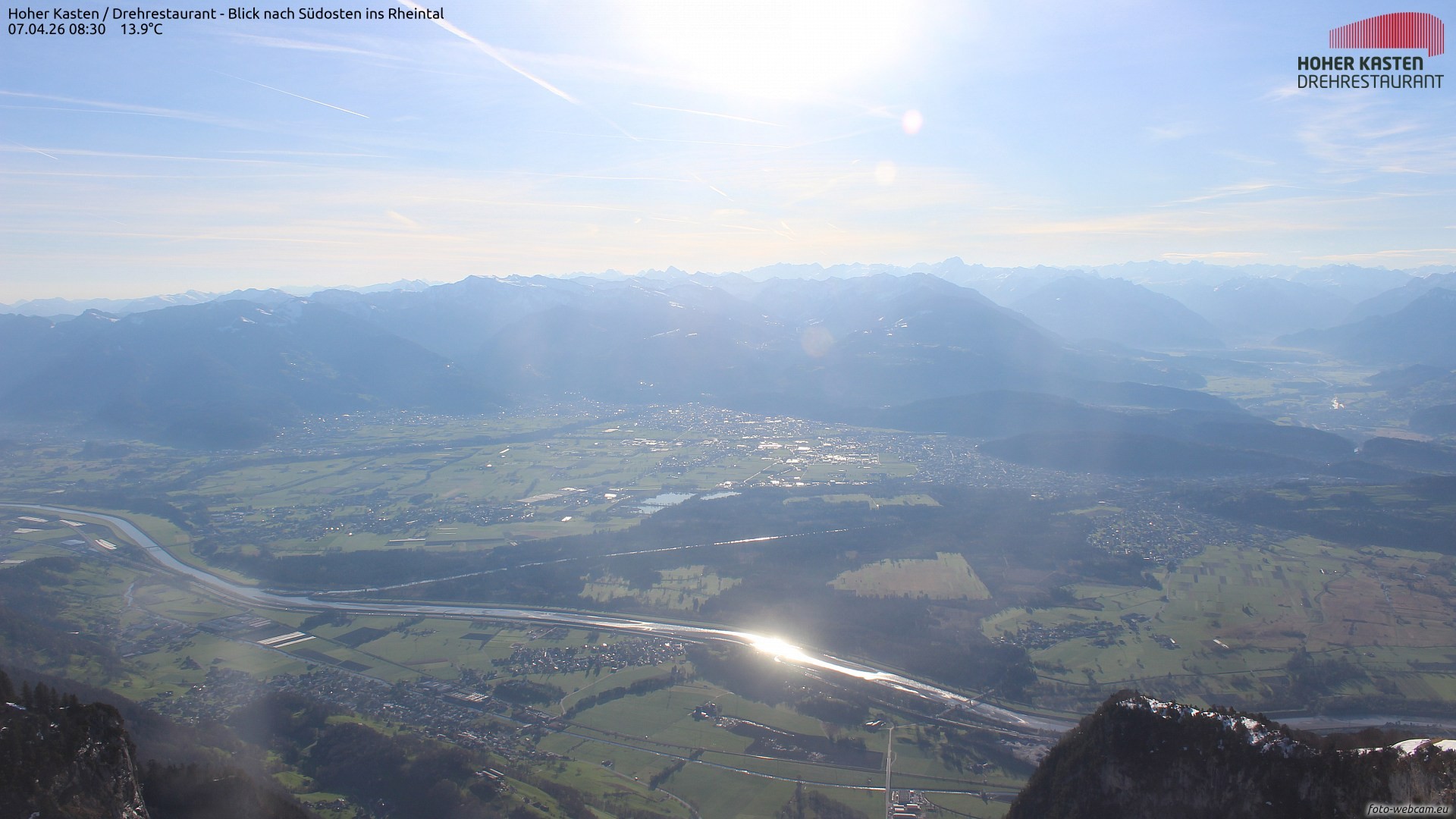Archiv Foto Webcam Hoher Kasten - Blick ins Rheintal