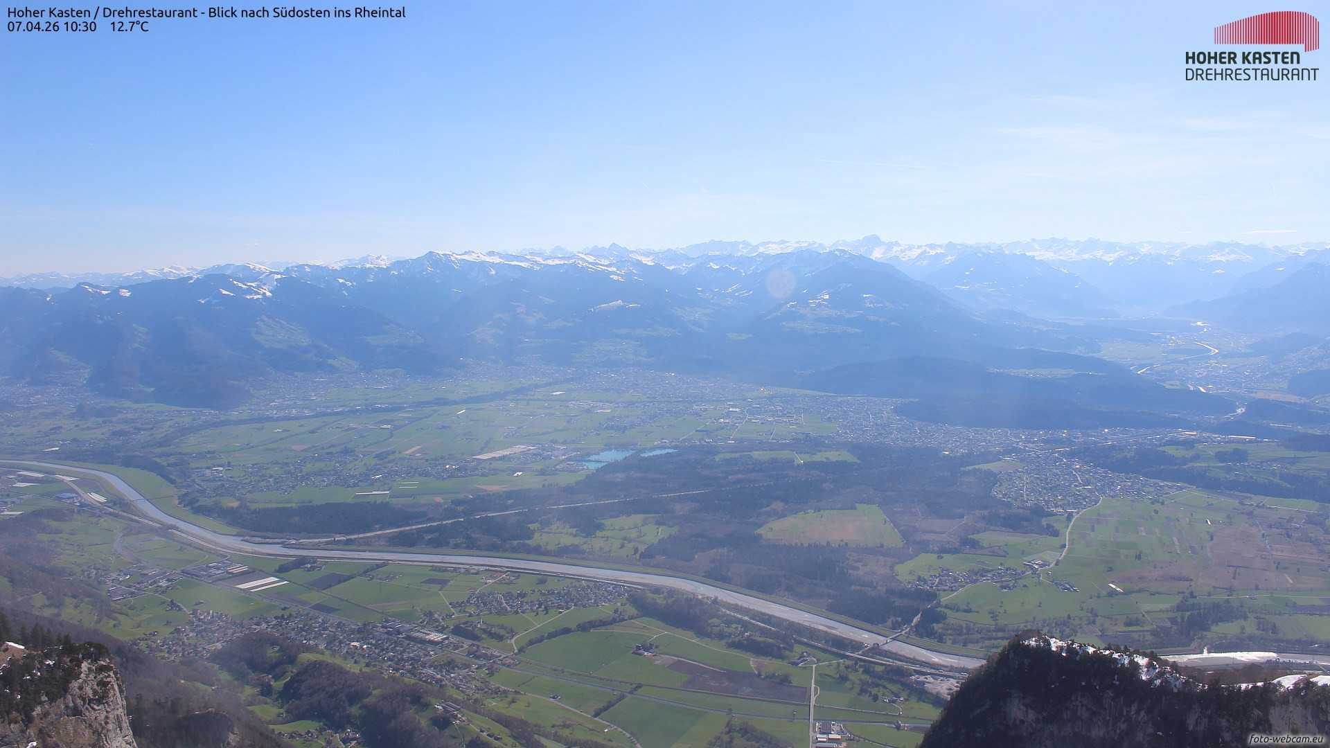 Archiv Foto Webcam Hoher Kasten - Blick ins Rheintal