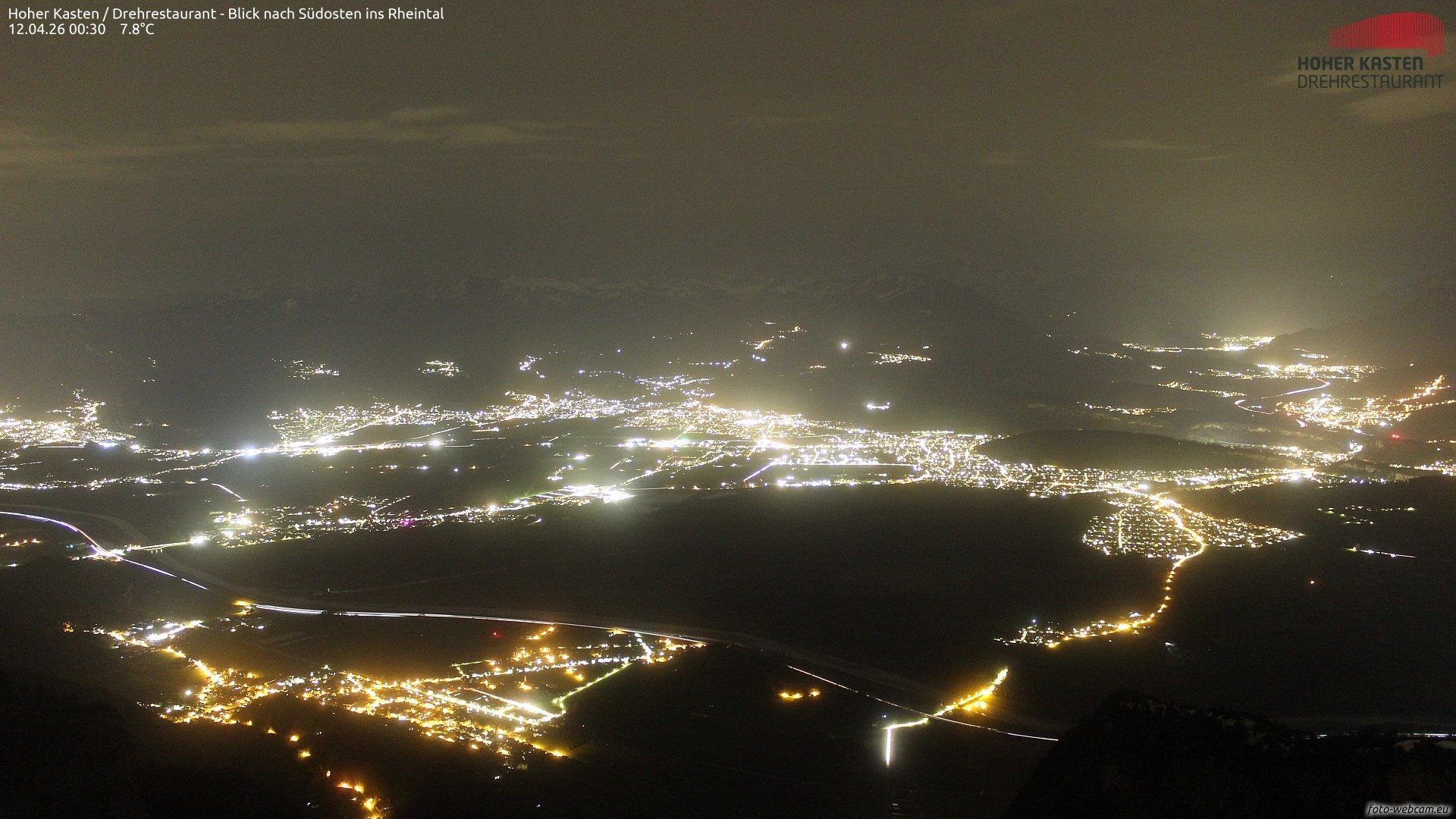 Archiv Foto Webcam Hoher Kasten - Blick ins Rheintal