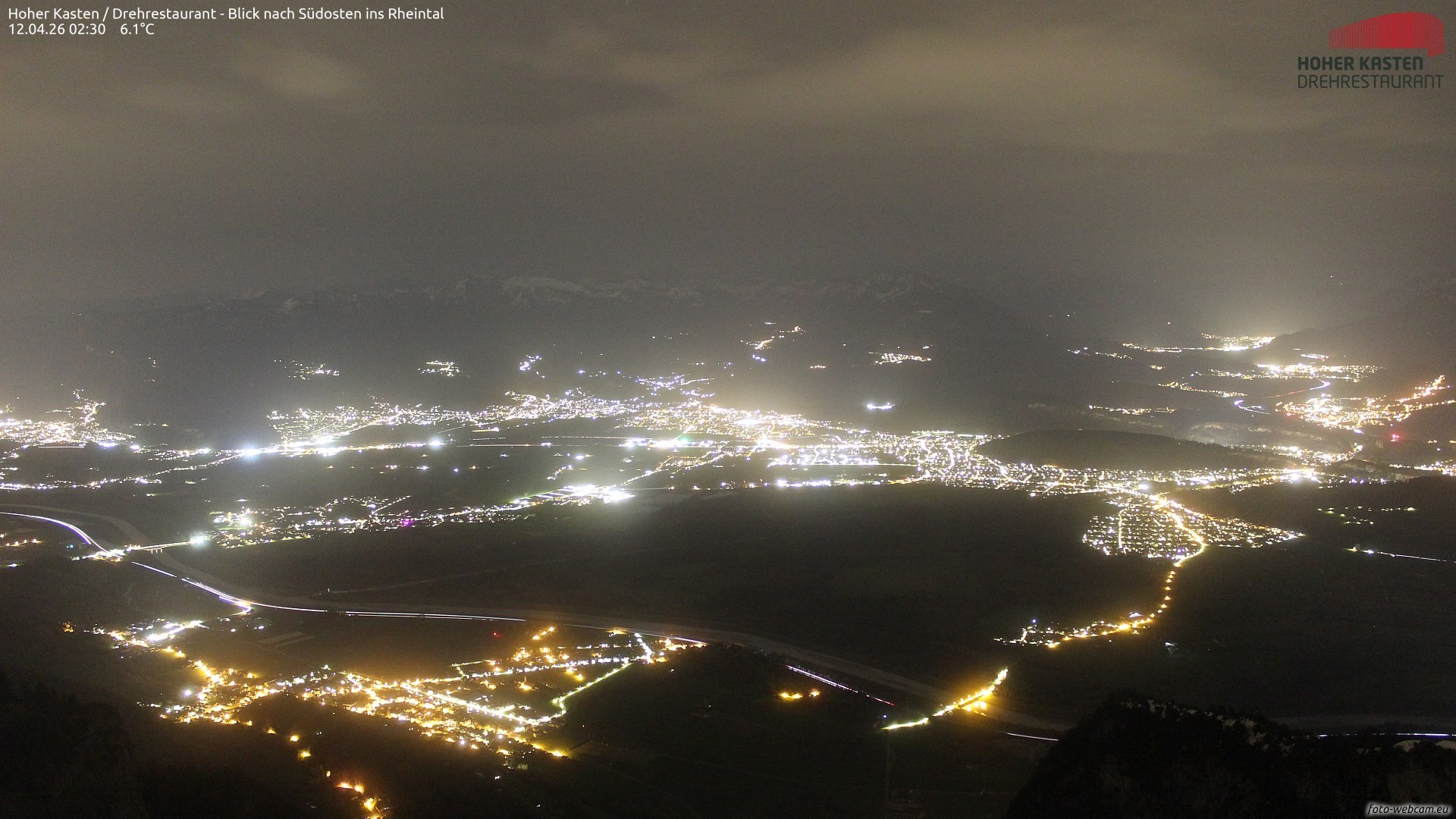 Archiv Foto Webcam Hoher Kasten - Blick ins Rheintal