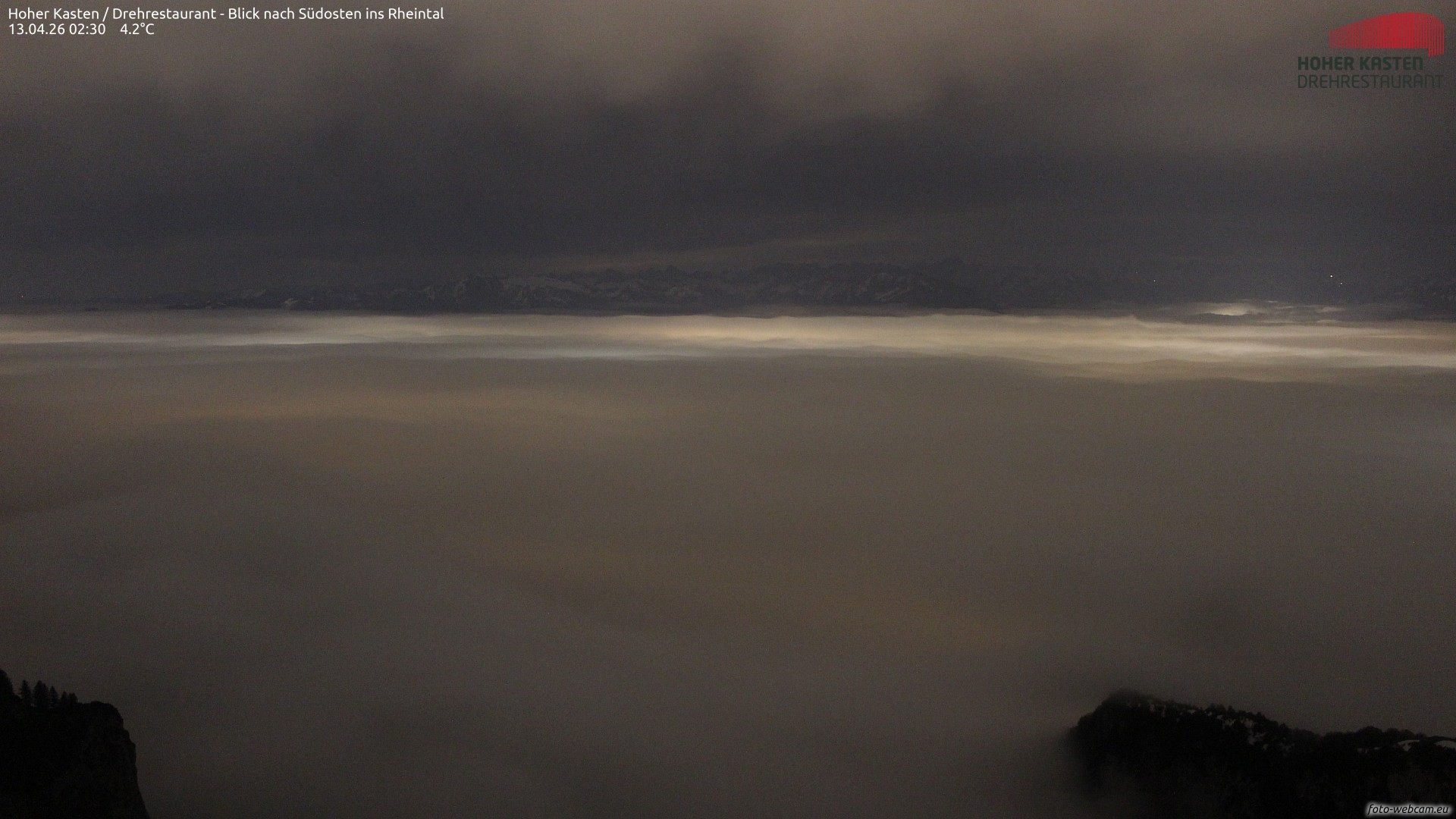 Archived image Webcam Hoher Kasten - View to the Rheintal