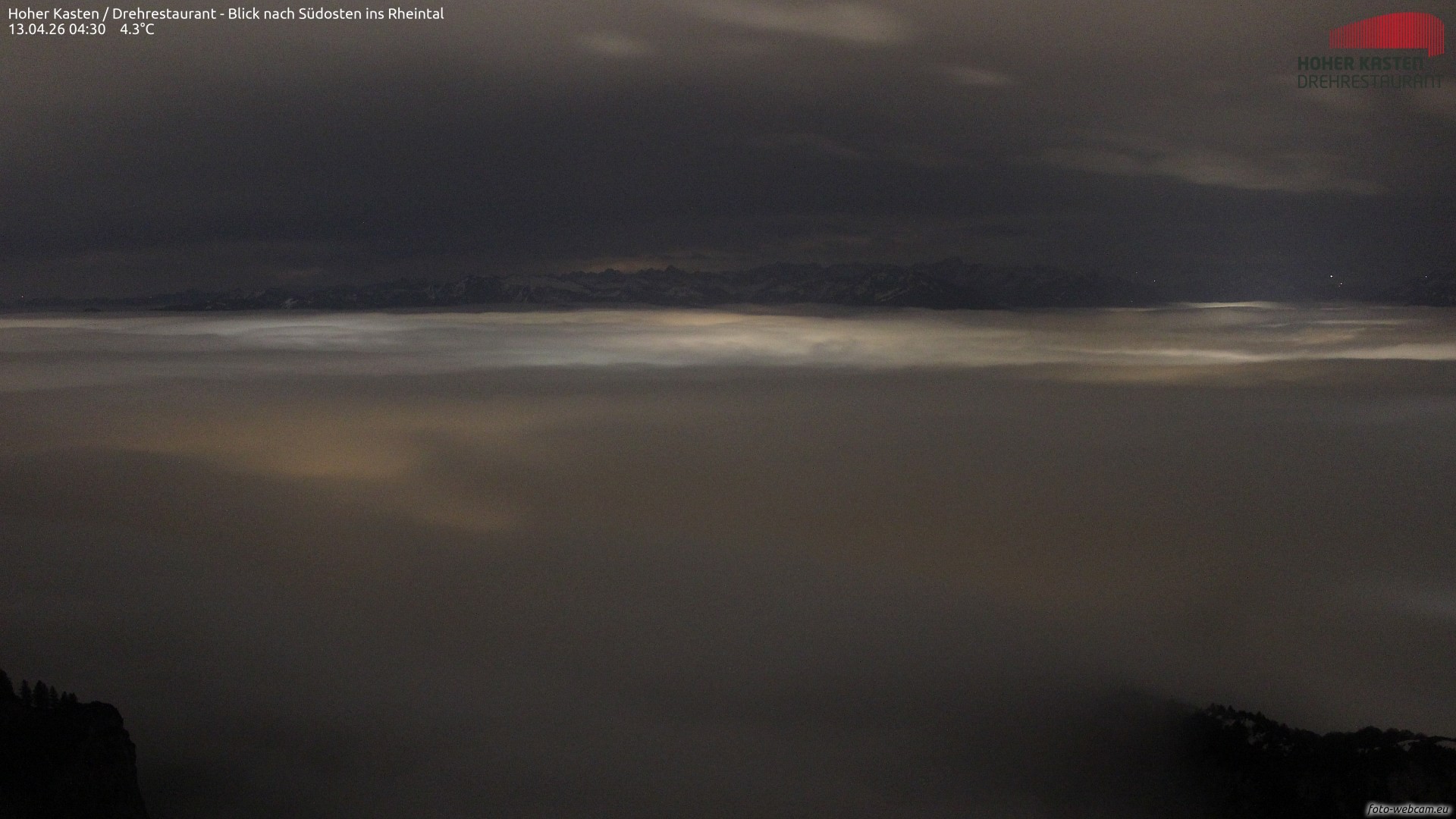 Archived image Webcam Hoher Kasten - View to the Rheintal