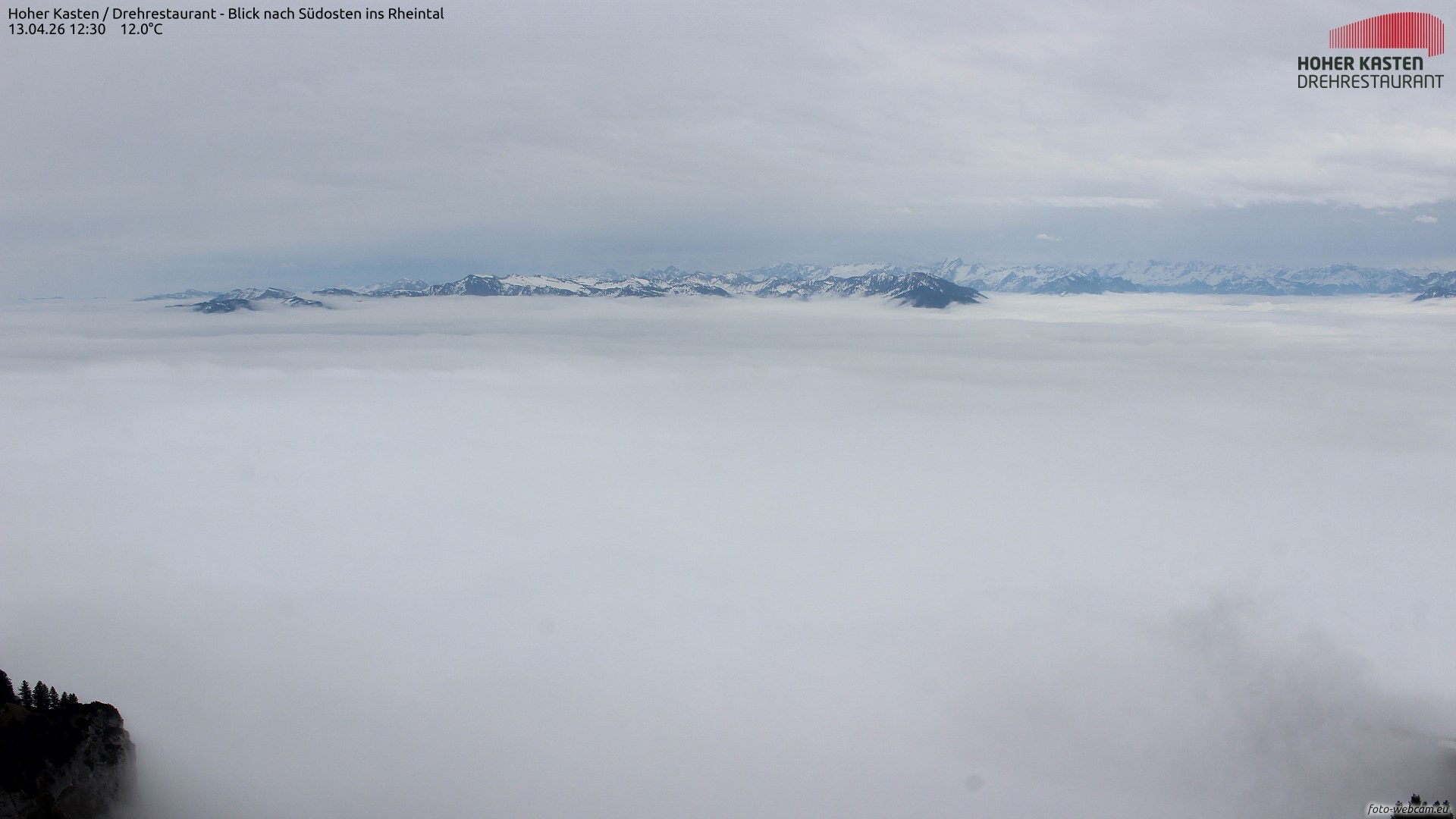 Archived image Webcam Hoher Kasten - View to the Rheintal