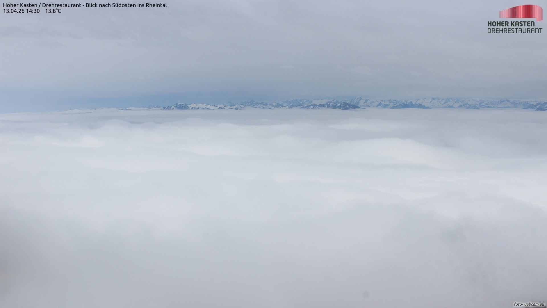 Archived image Webcam Hoher Kasten - View to the Rheintal