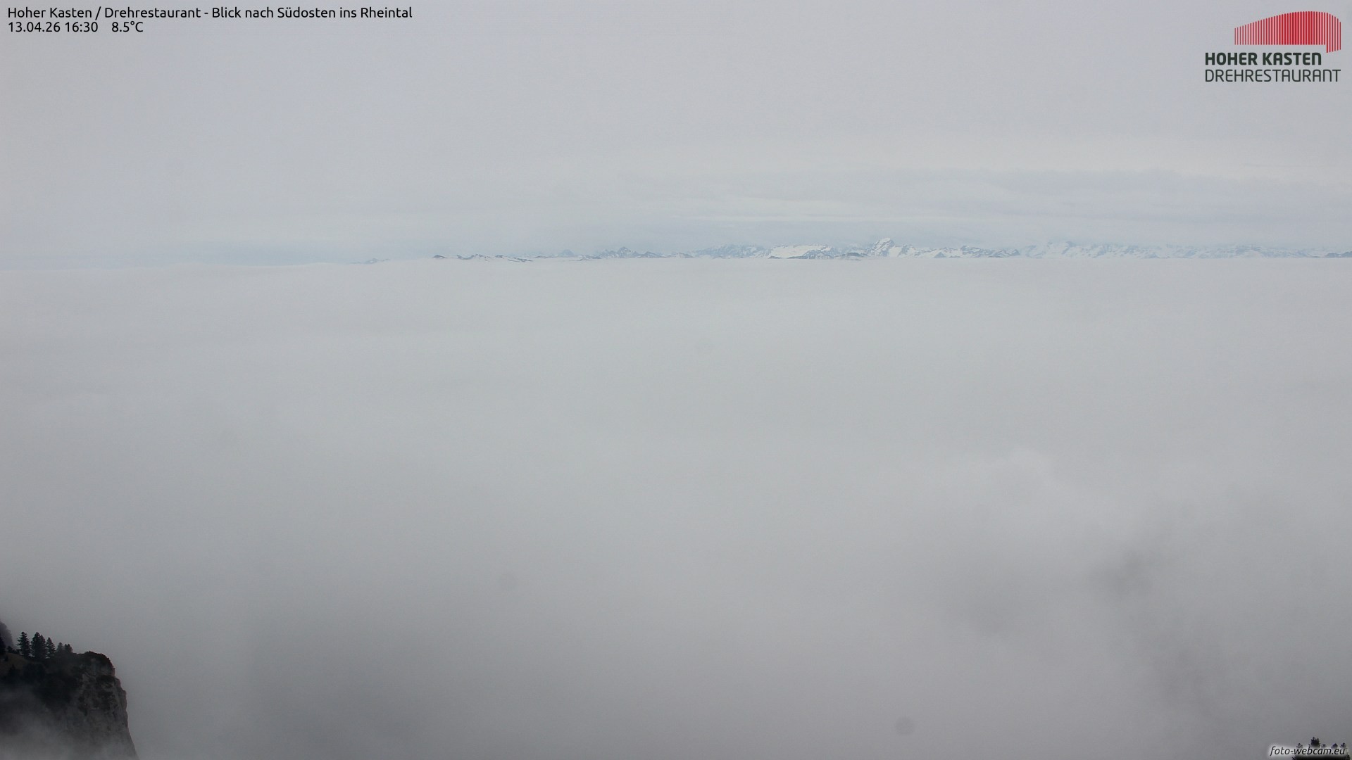 Archived image Webcam Hoher Kasten - View to the Rheintal