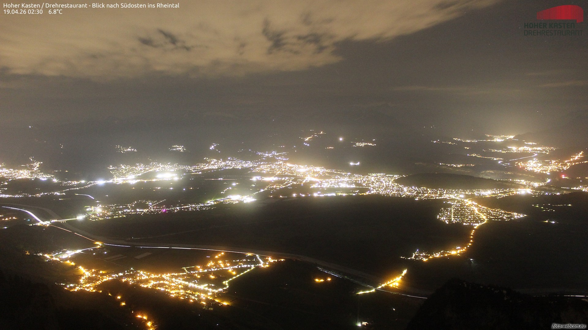 Archiv Foto Webcam Hoher Kasten - Blick ins Rheintal