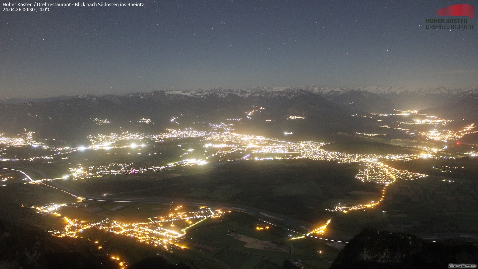 Archiv Foto Webcam Hoher Kasten - Blick ins Rheintal