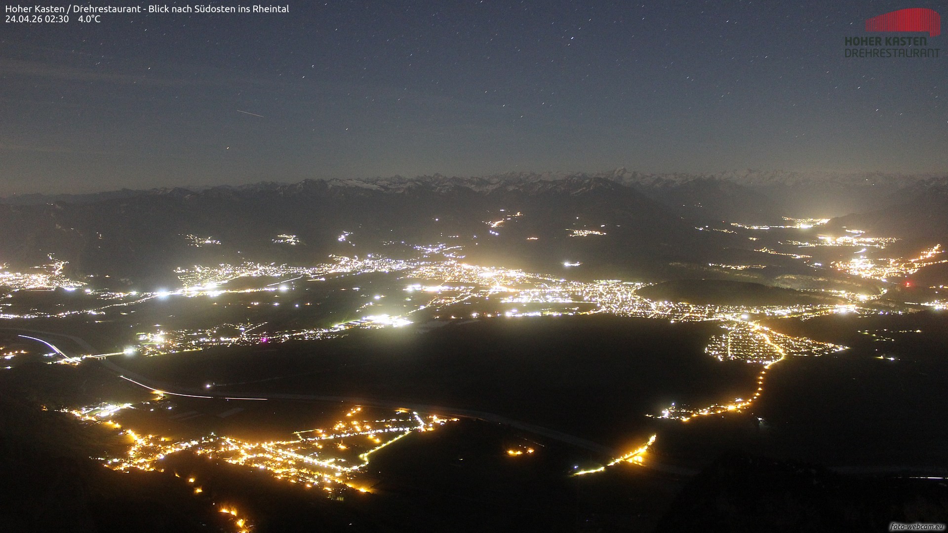 Archiv Foto Webcam Hoher Kasten - Blick ins Rheintal