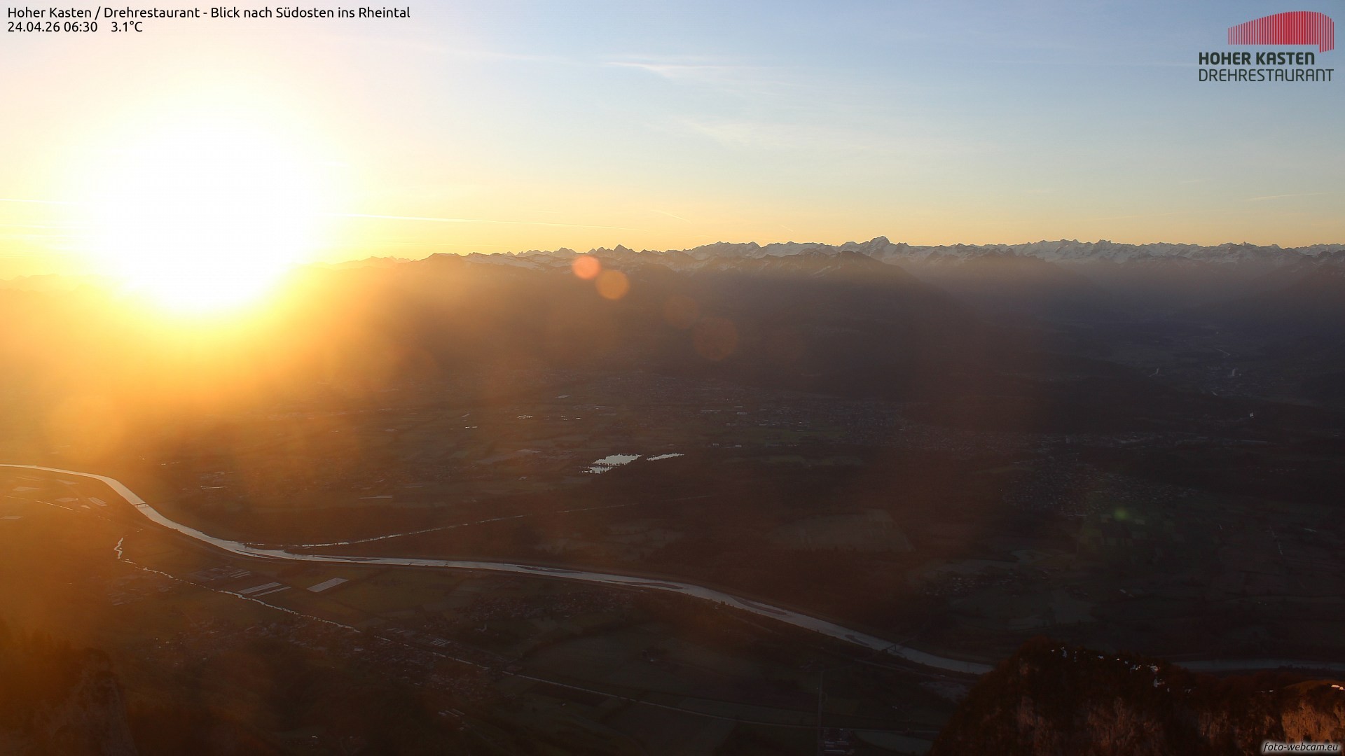 Archiv Foto Webcam Hoher Kasten - Blick ins Rheintal