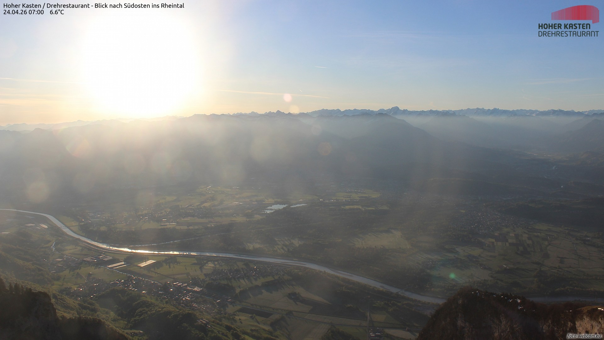 Archiv Foto Webcam Hoher Kasten - Blick ins Rheintal