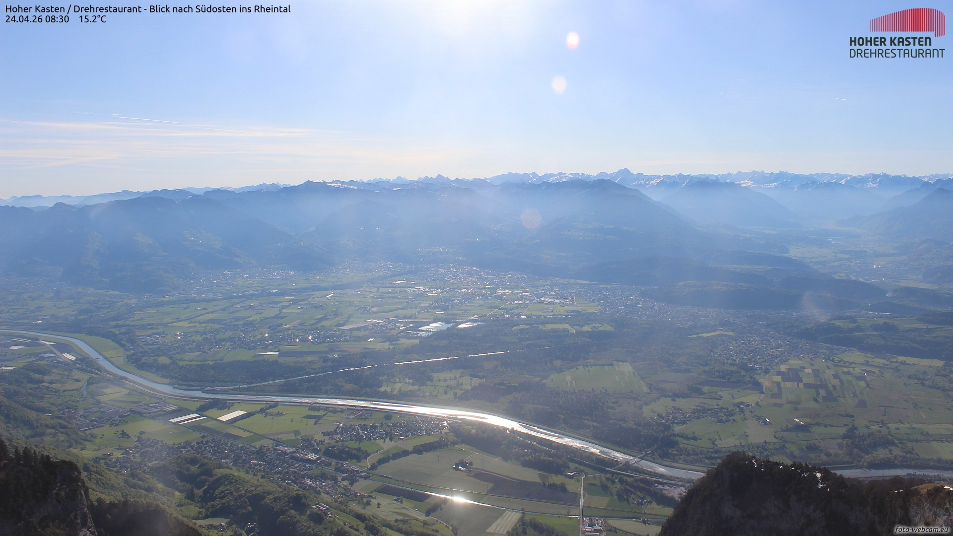 Archiv Foto Webcam Hoher Kasten - Blick ins Rheintal