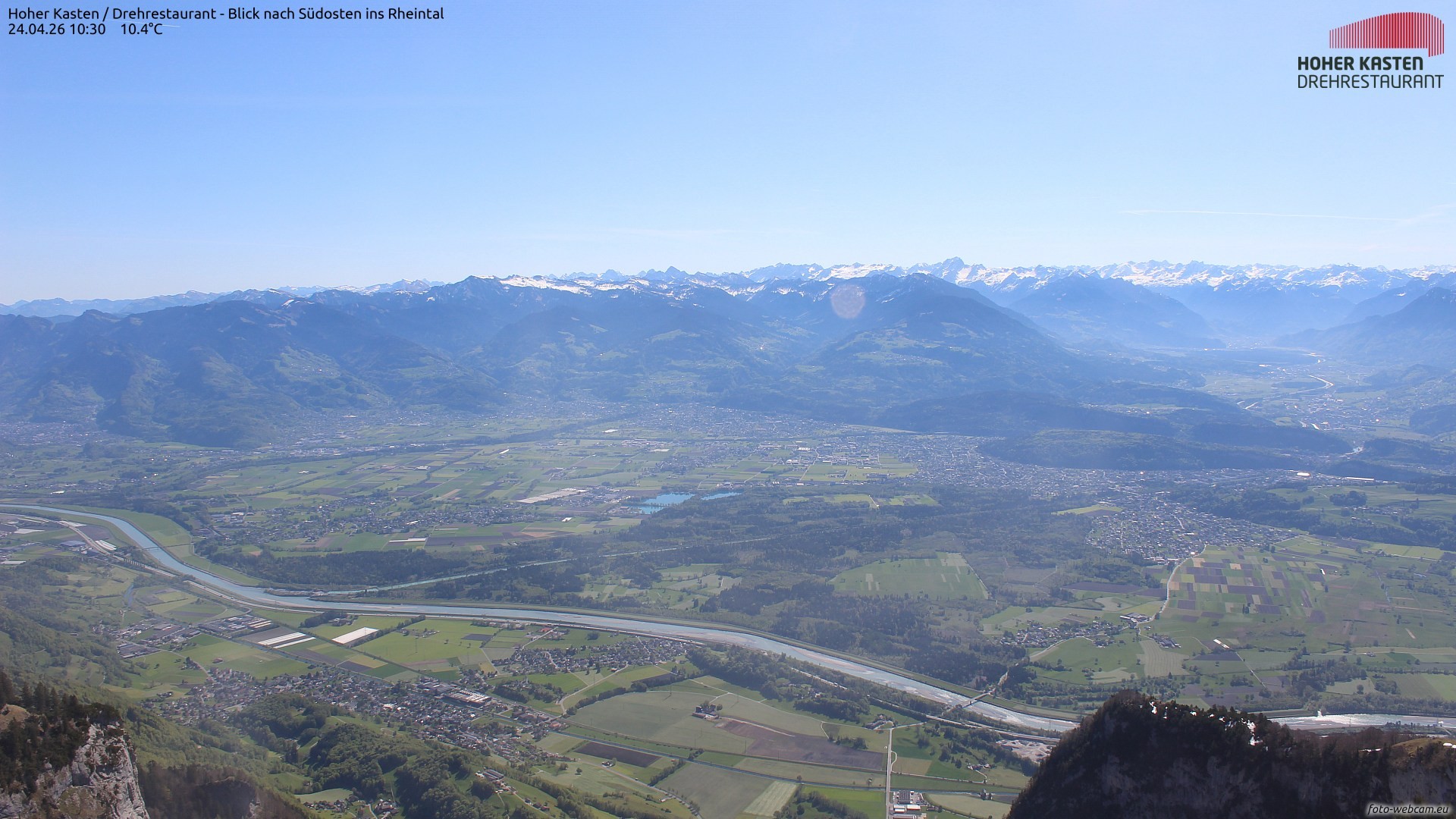 Archiv Foto Webcam Hoher Kasten - Blick ins Rheintal
