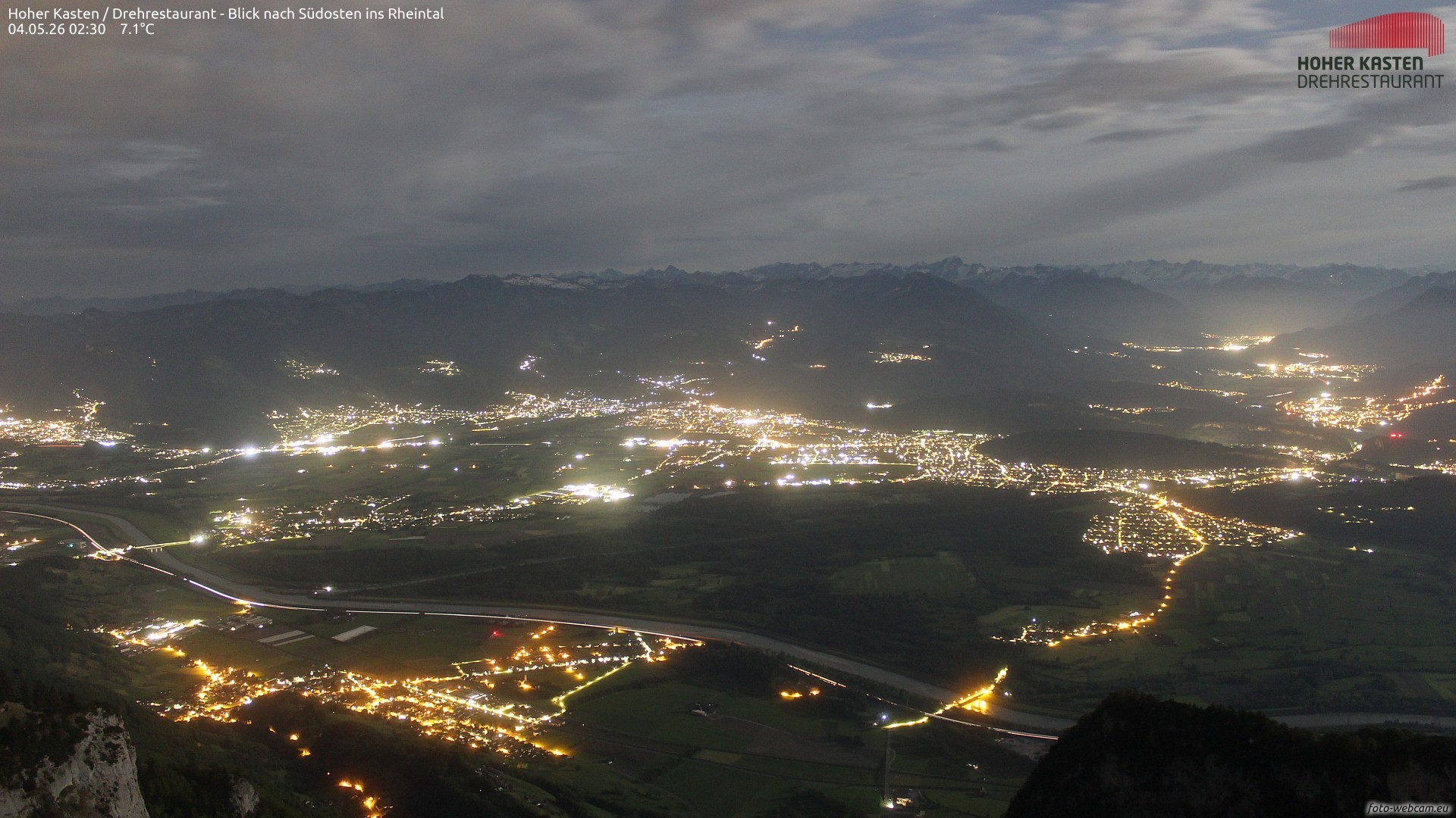 Archived image Webcam Hoher Kasten - View to the Rheintal