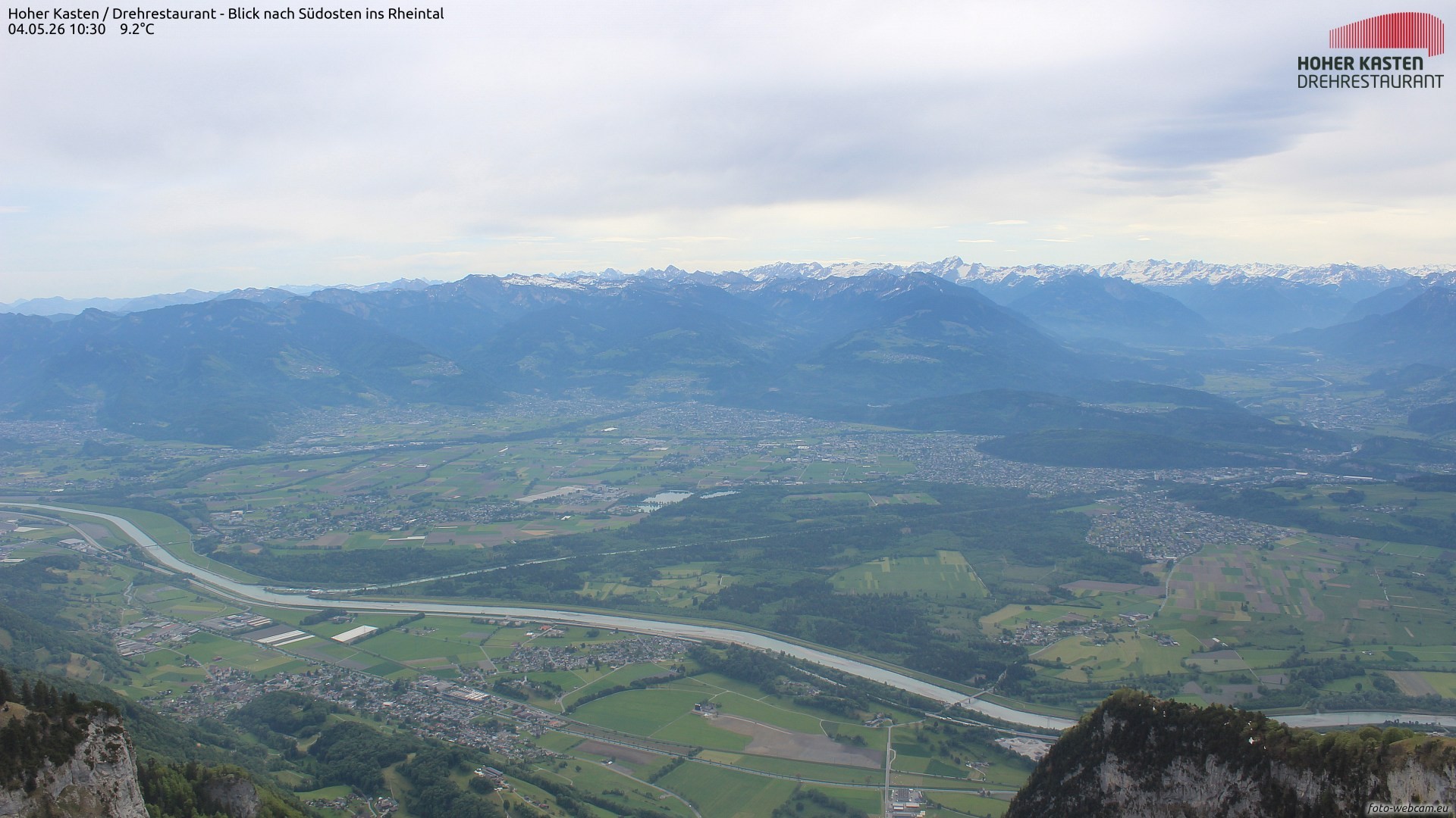 Archiv Foto Webcam Hoher Kasten - Blick ins Rheintal