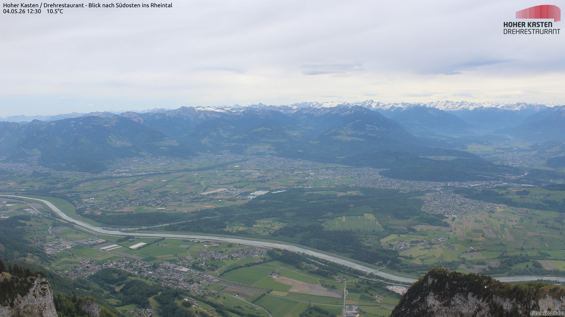 Archiv Foto Webcam Hoher Kasten - Blick ins Rheintal
