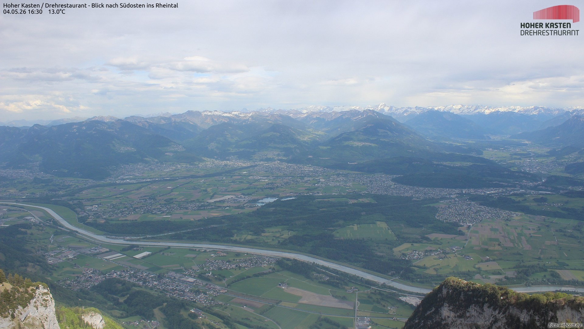 Archiv Foto Webcam Hoher Kasten - Blick ins Rheintal