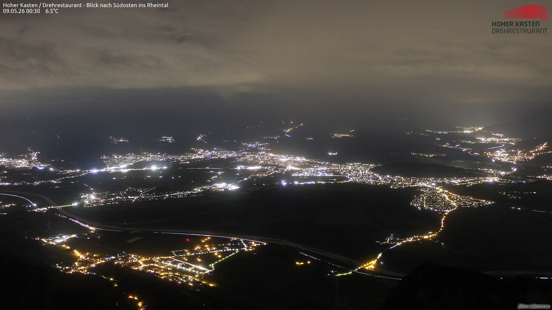 Archiv Foto Webcam Hoher Kasten - Blick ins Rheintal