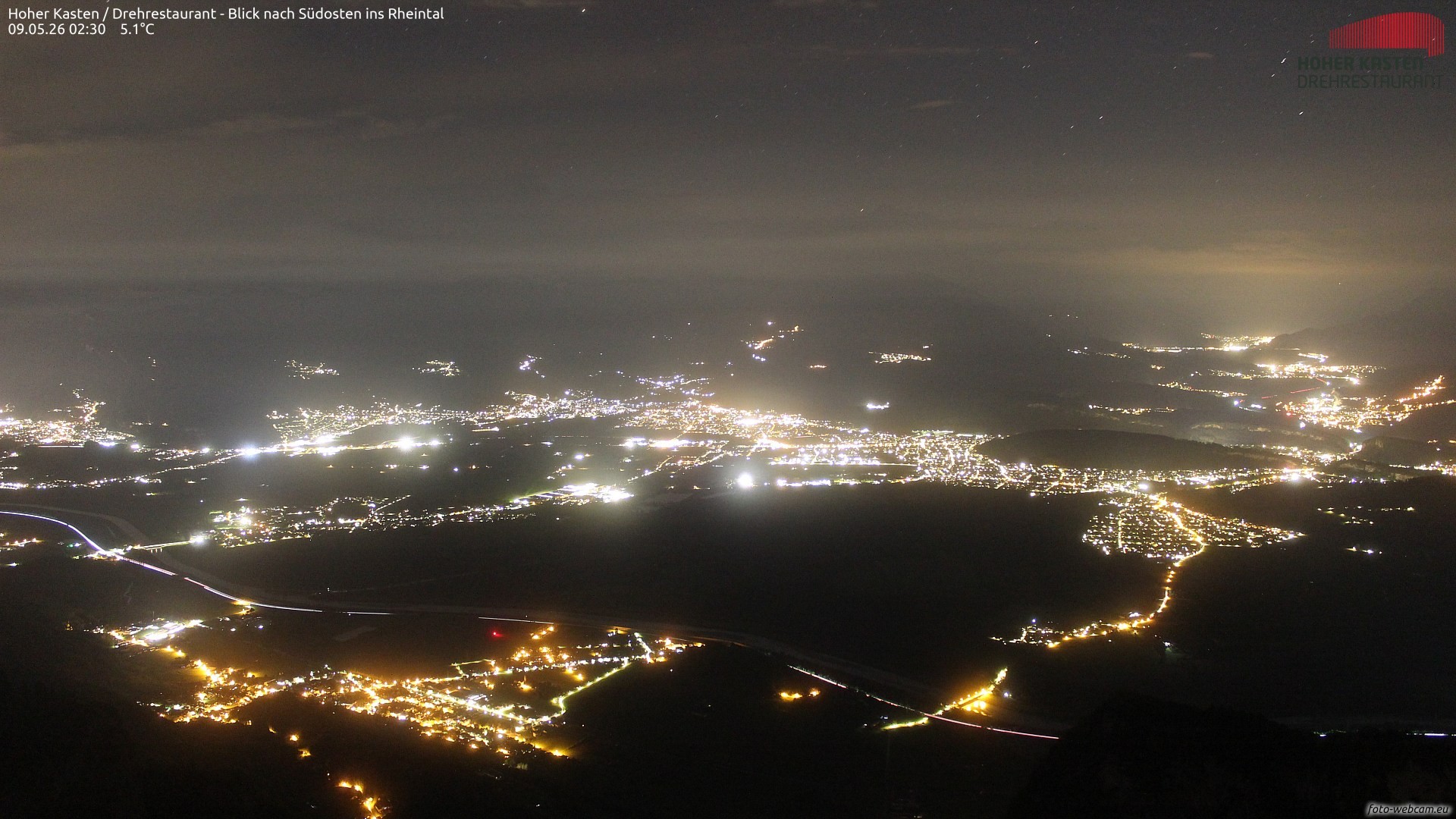 Archiv Foto Webcam Hoher Kasten - Blick ins Rheintal