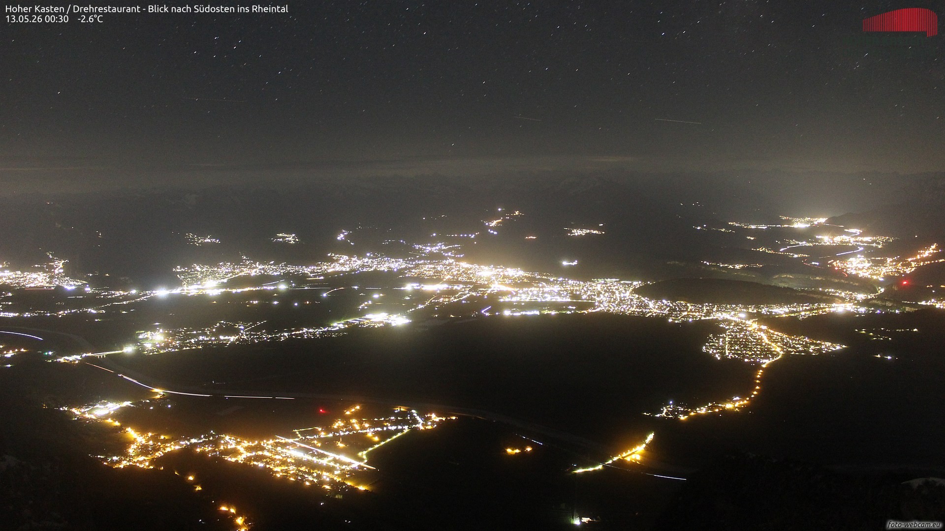 Archived image Webcam Hoher Kasten - View to the Rheintal
