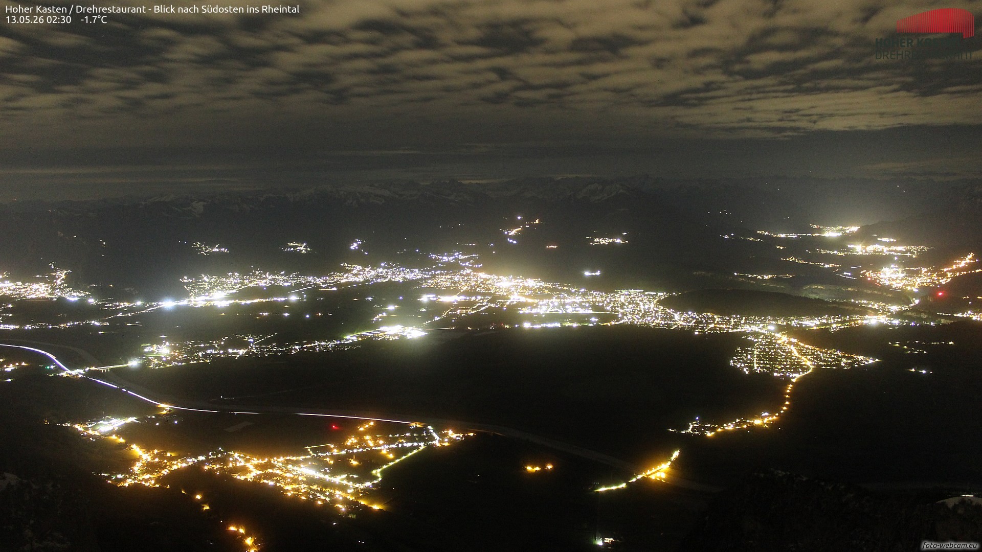 Archived image Webcam Hoher Kasten - View to the Rheintal
