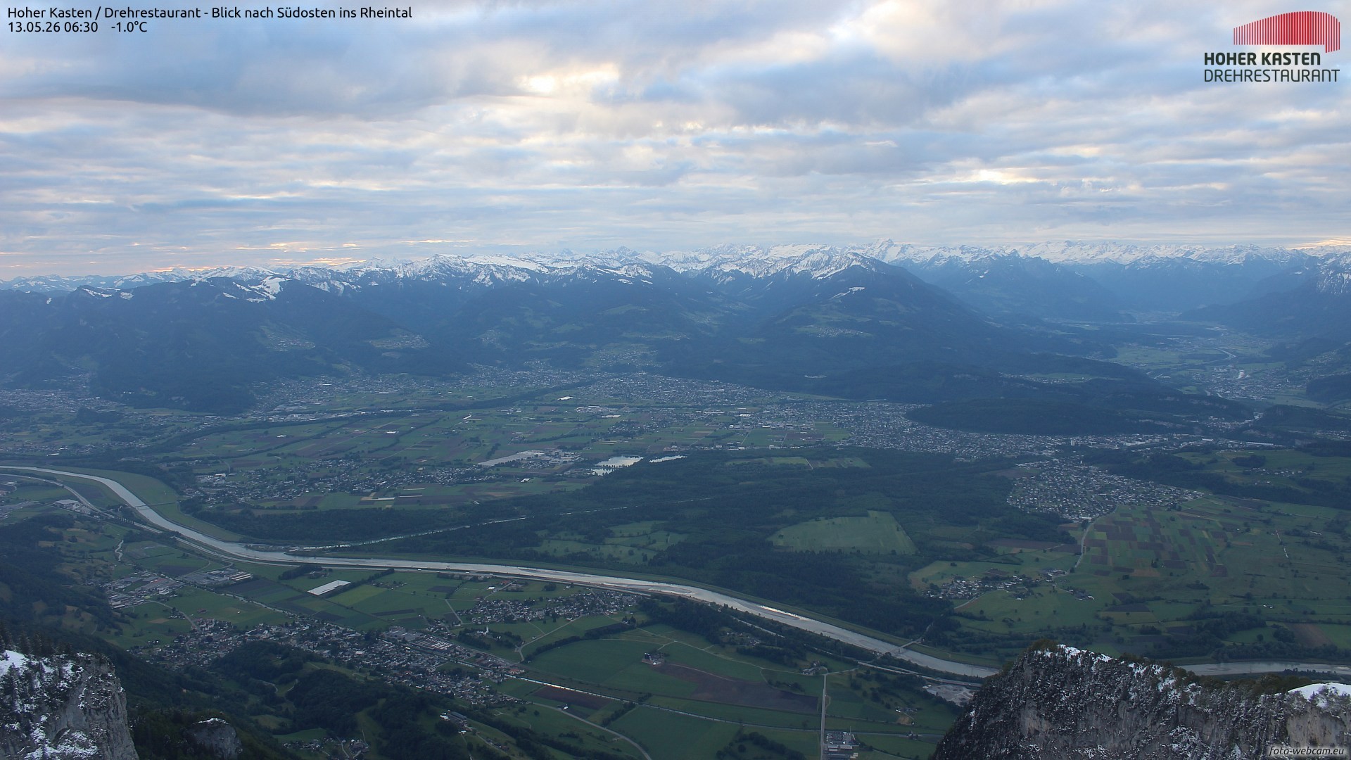 Archived image Webcam Hoher Kasten - View to the Rheintal