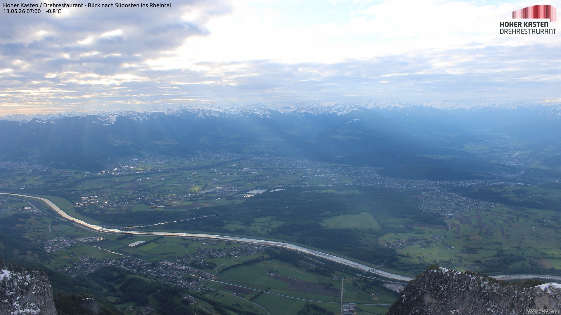 Archived image Webcam Hoher Kasten - View to the Rheintal